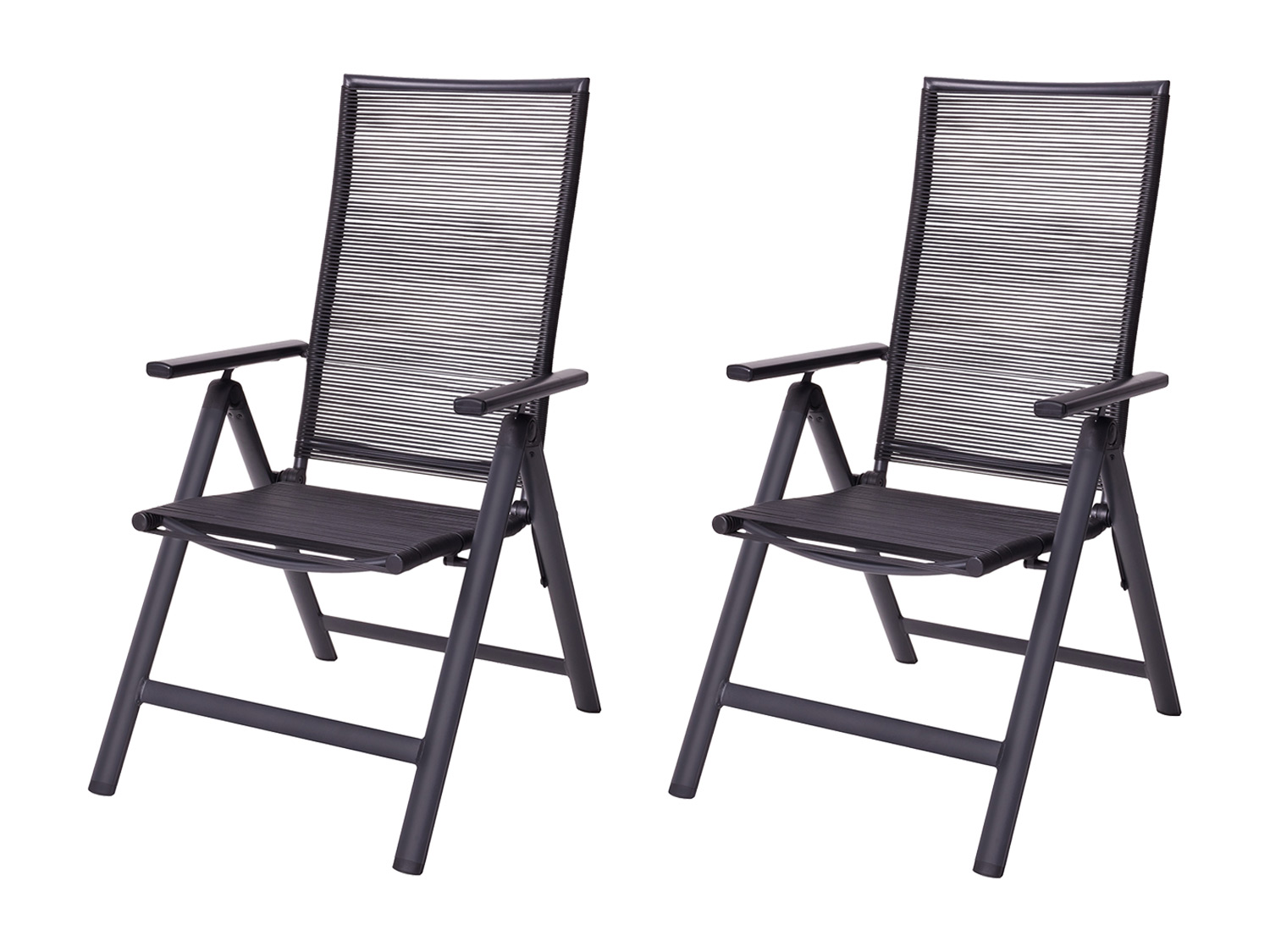 Livarno home Aluminiowy fotel ogrodowy Miami z siedziskiem i oparciem z plecionki, 2 sztuki, antracyt