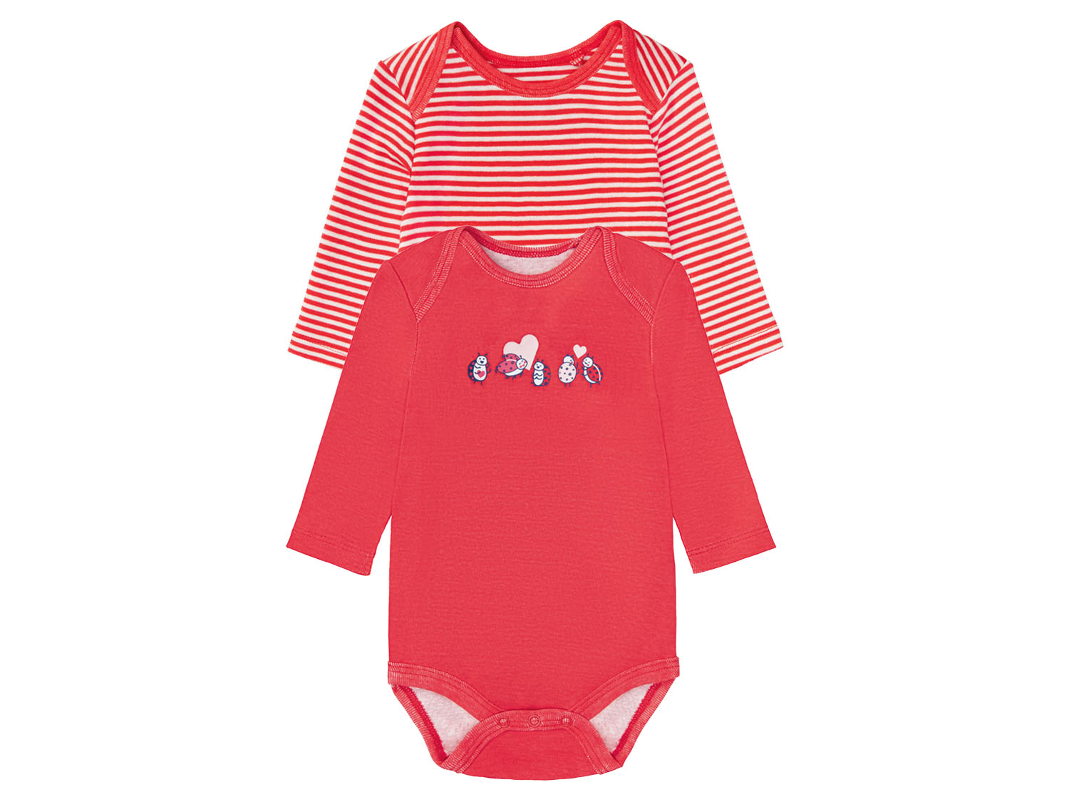 lupilu Body niemowlęce z biobawełny, 2 sztuki Czerwony, 50/56