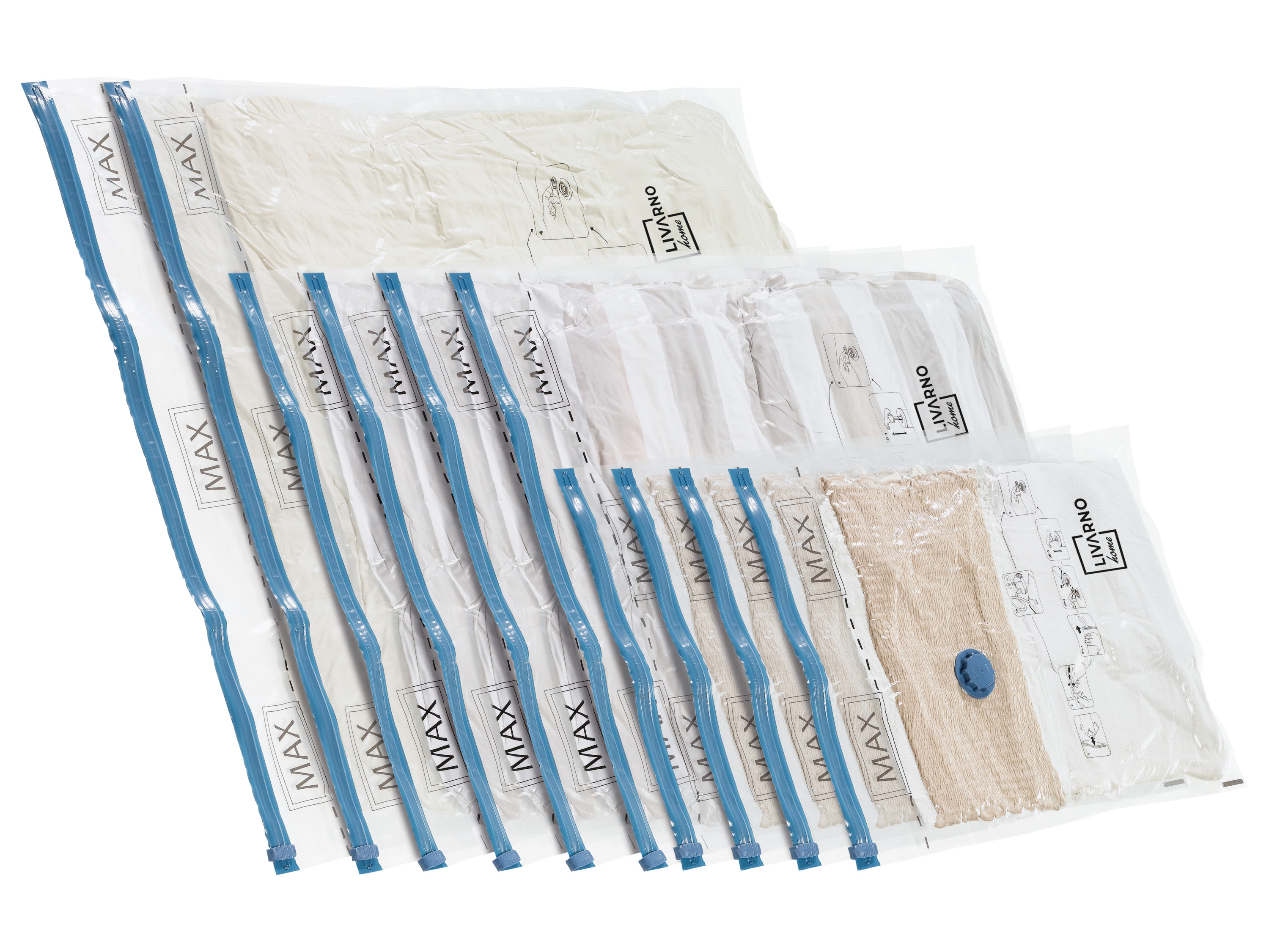 Livarno home Zestaw worków próżniowych, 10 sztuk zestaw podróżny z pompką