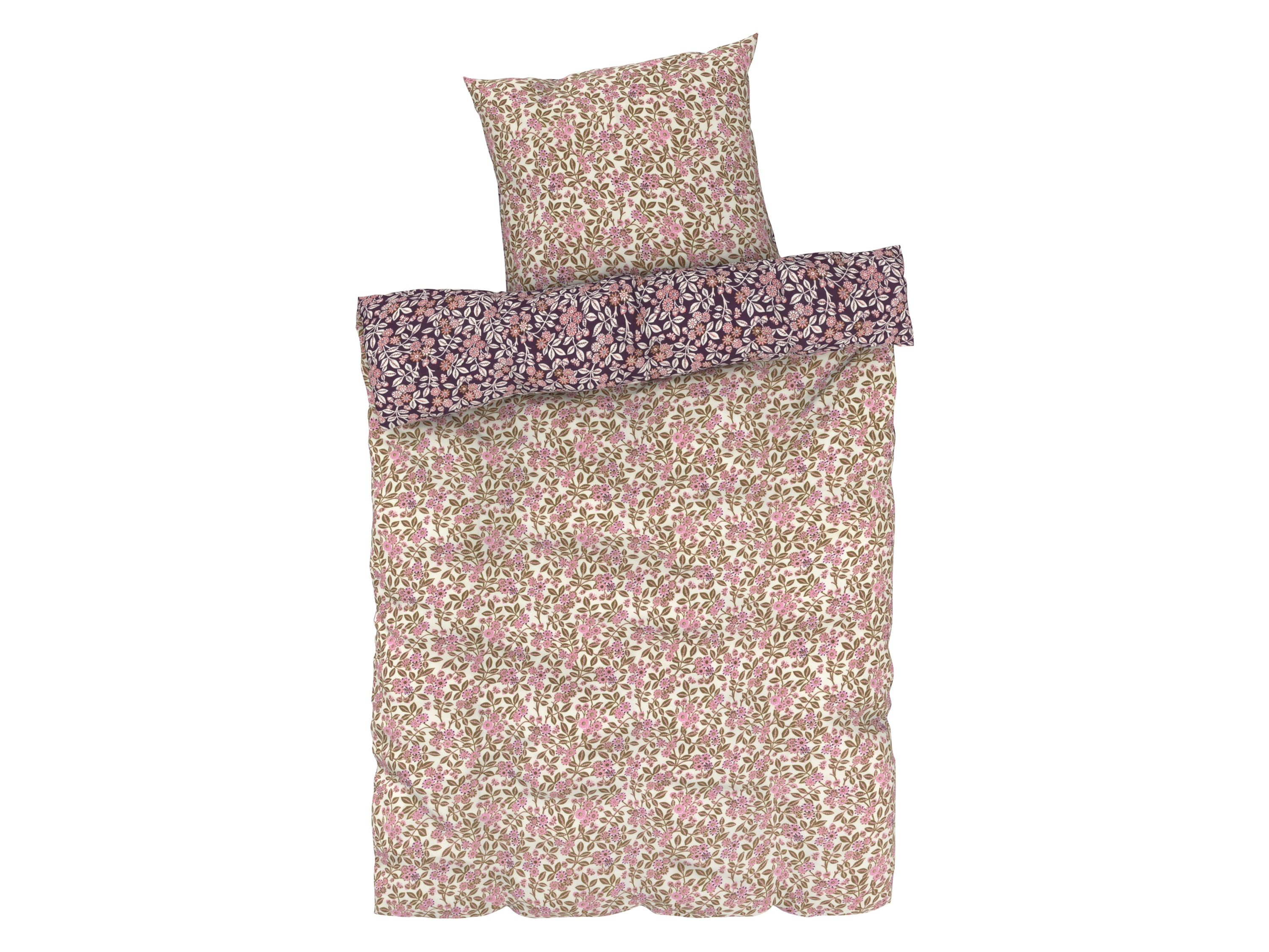 Livarno home Pościel z mikrowłókna satynowego, 140 x 200 cm Kwiaty/ różowy/ biały