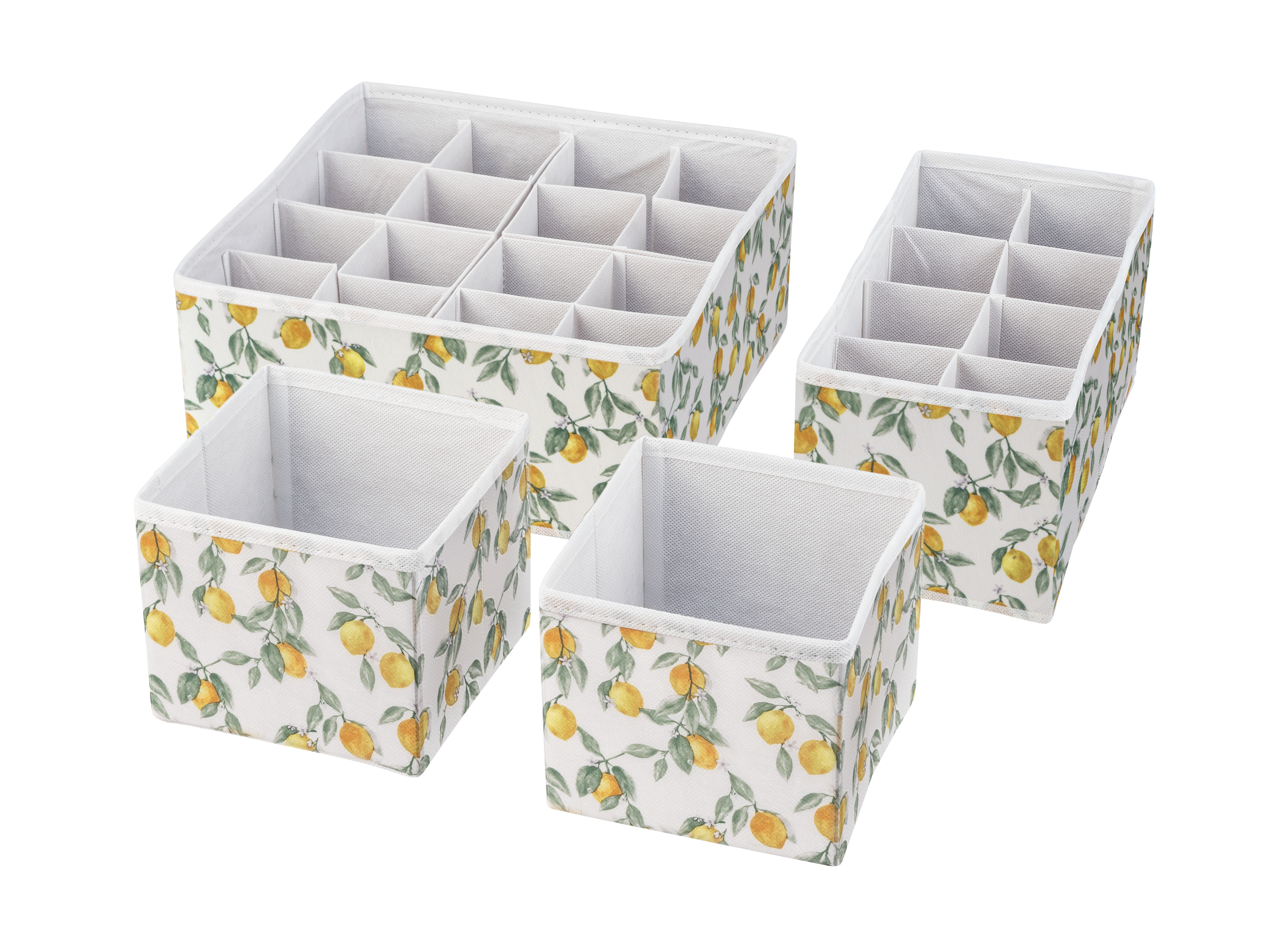 Livarno home Zestaw 4 organizerów do szuflad Biały/żółty