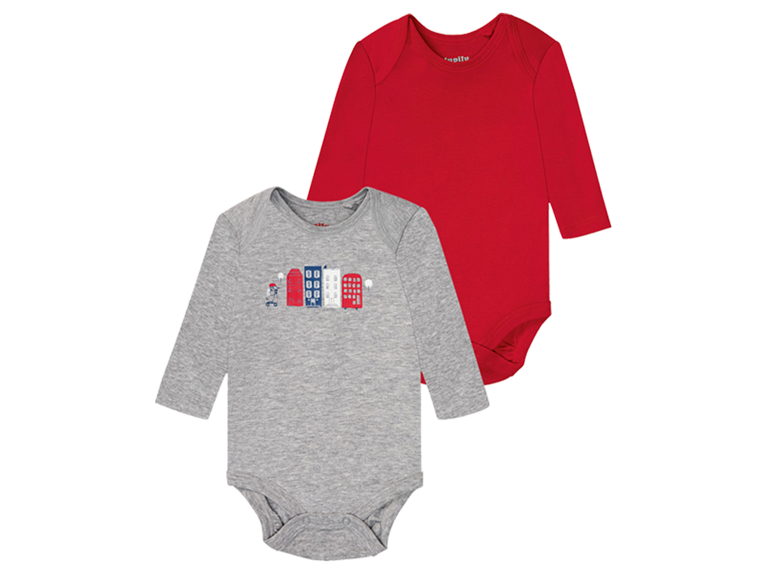 lupilu Body niemowlęce z biobawełny, 2 sztuki Czerwony/szary, 62/68
