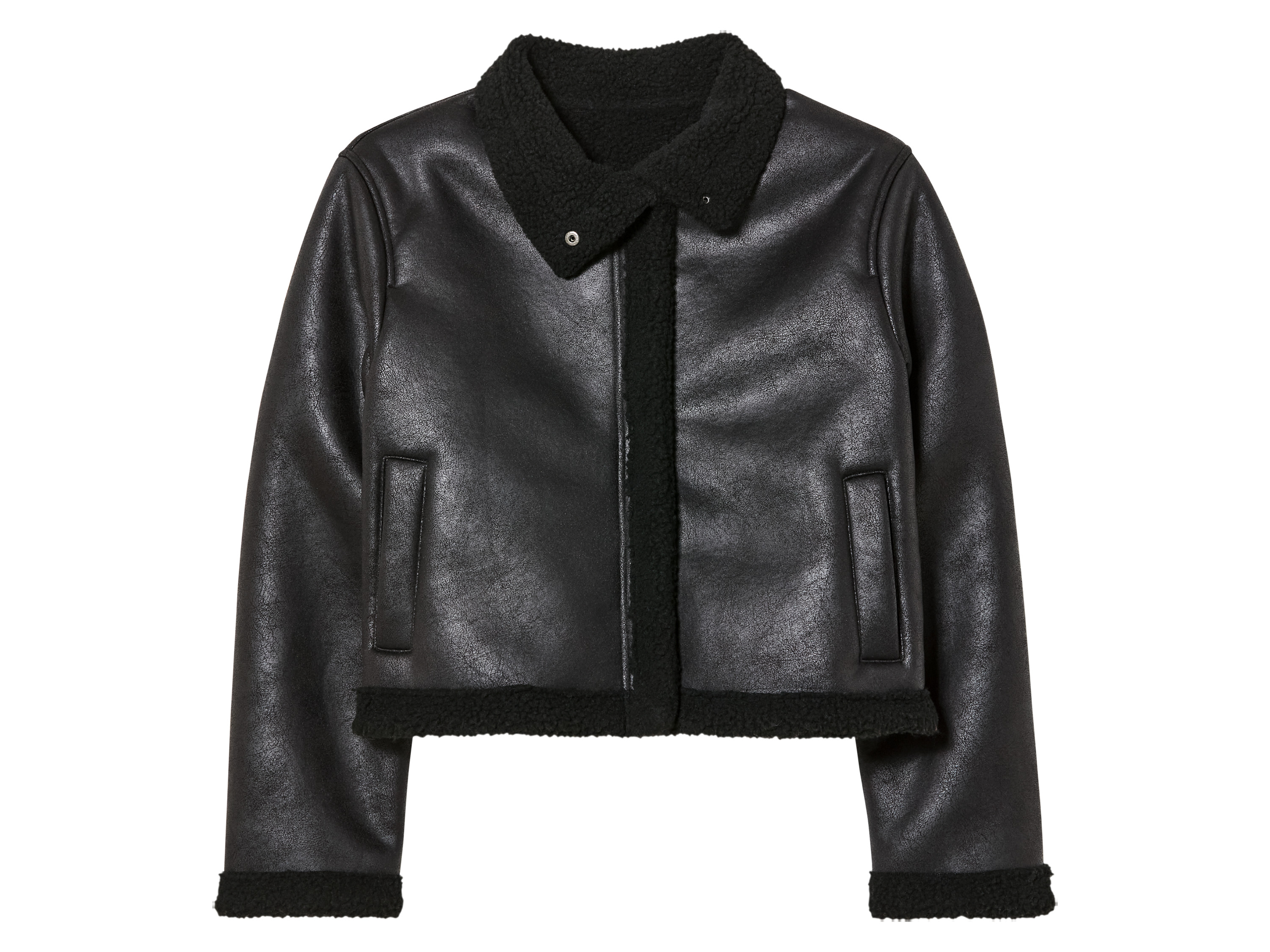 pepperts! Kurtka dziecięca w stylu ramoneski, z kożuszkiem Czarny, 140 cm