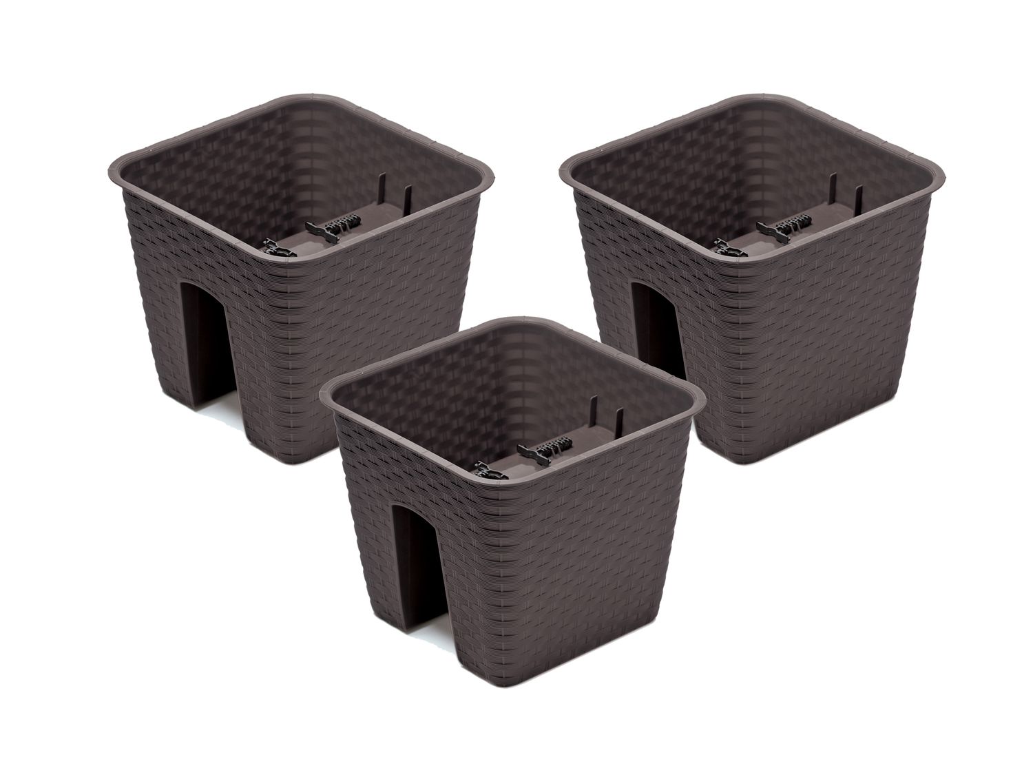 Prosperplast Donica balustradowa Ratolla Railing, 3 elementy Kwadratowy, Brązowy, 272x272x225 mm