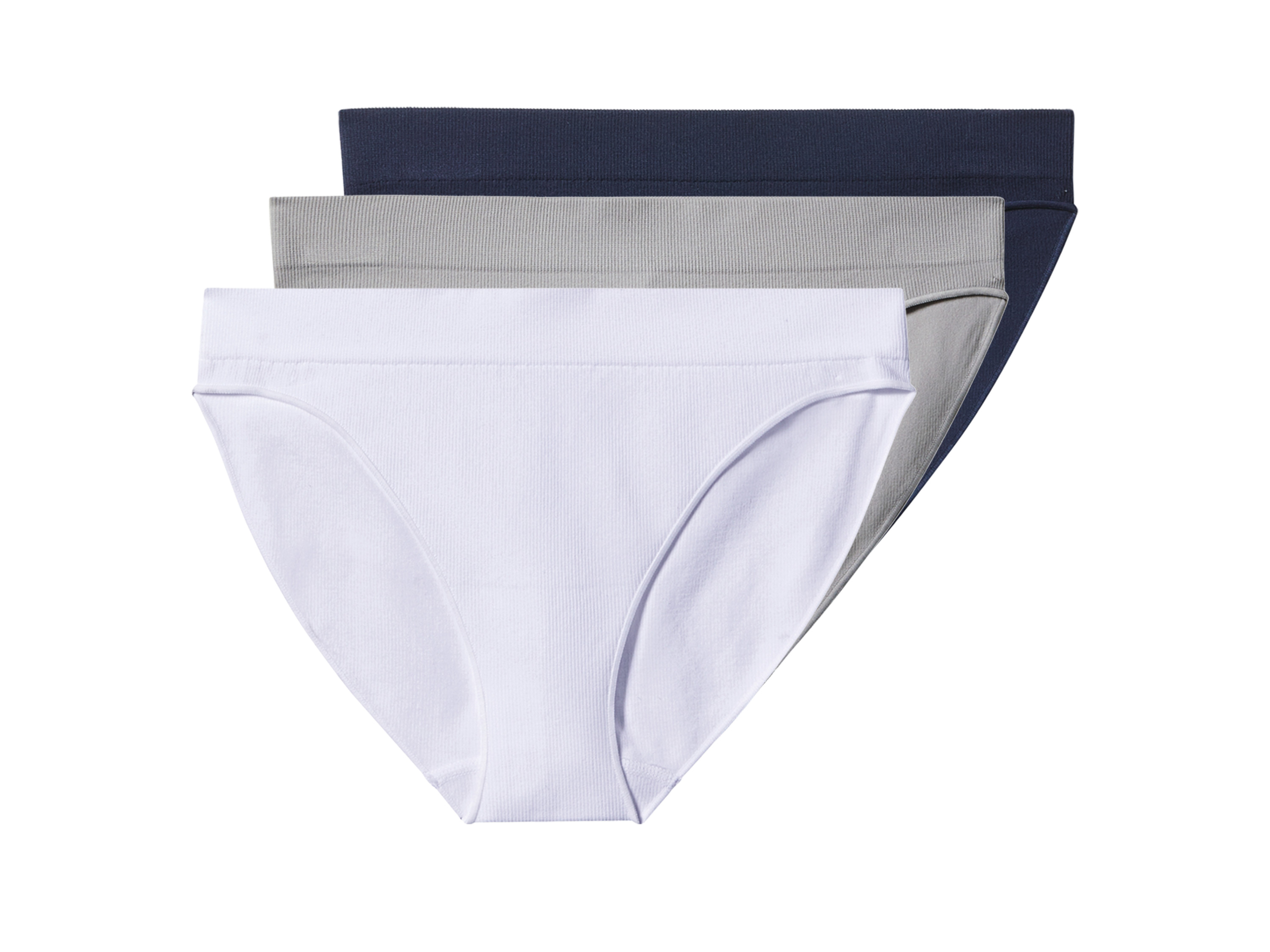 esmara Majtki figi damskie prążkowane, 3 pary Granatowy/szary/biały, L44/46