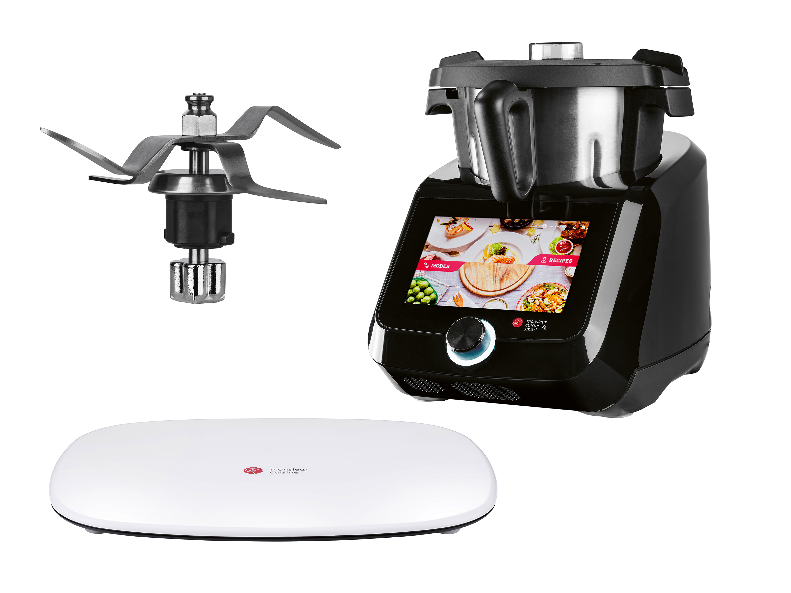 Silvercrest Kitchen Tools Zestaw Termorobot MC Smart z Wi-Fi, 1200 W, czarny z nożem miksującym i podstawką