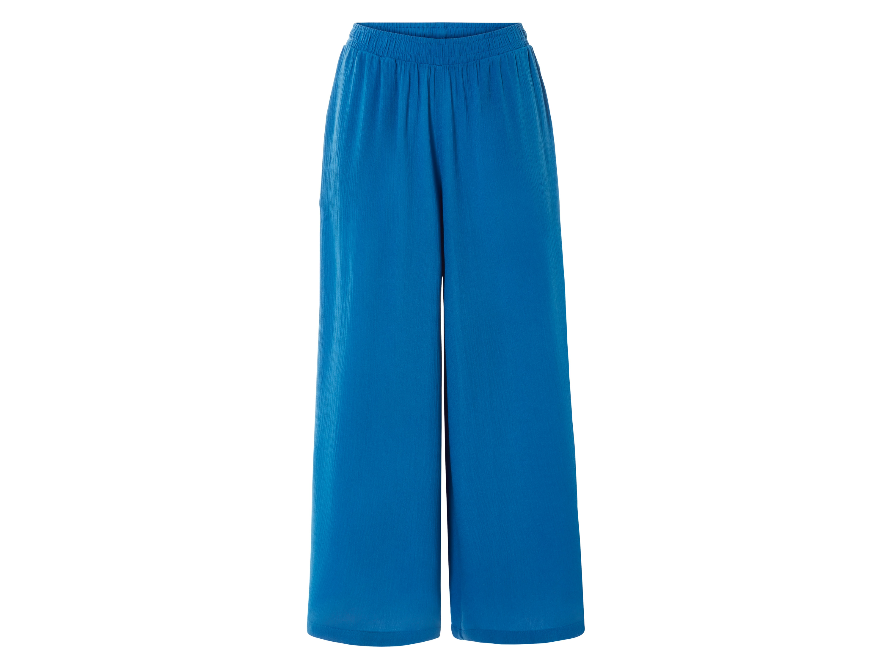 esmara Spodnie damskie z szerokimi nogawkami, z marszczoną strukturą Niebieski, XS 32/34