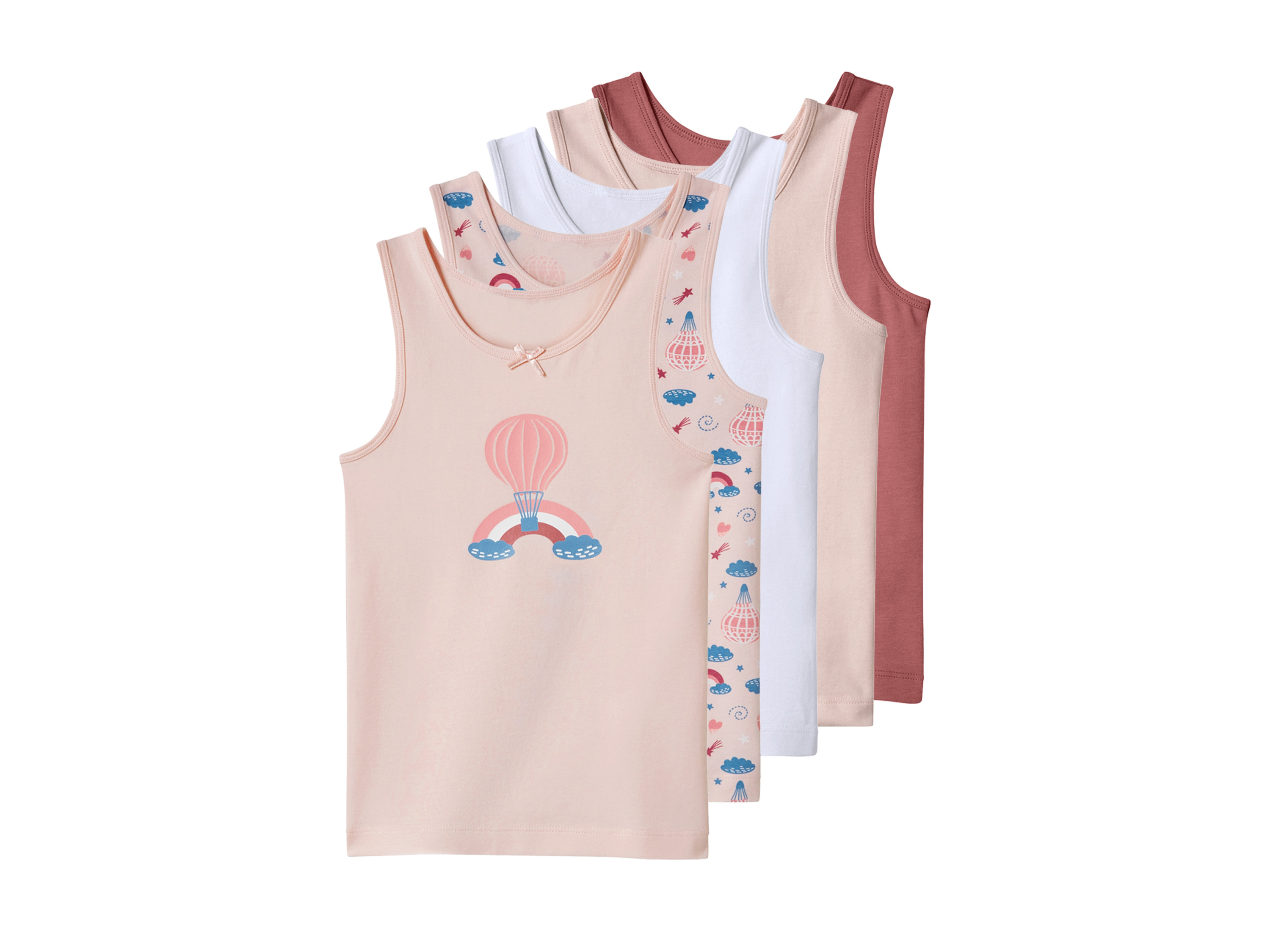 lupilu Podkoszulki dziecięce z biobawełną, 5 sztuk biały/morela/oliwkowy róż, 98/104