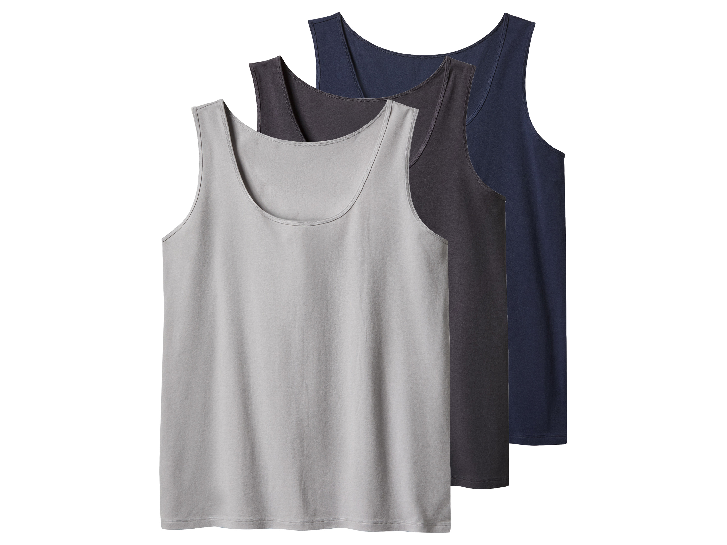 esmara Podkoszulki damskie z bawełną, 3 sztuki Granatowy/ciemnoszary/jasnoszary, XXL 52/54