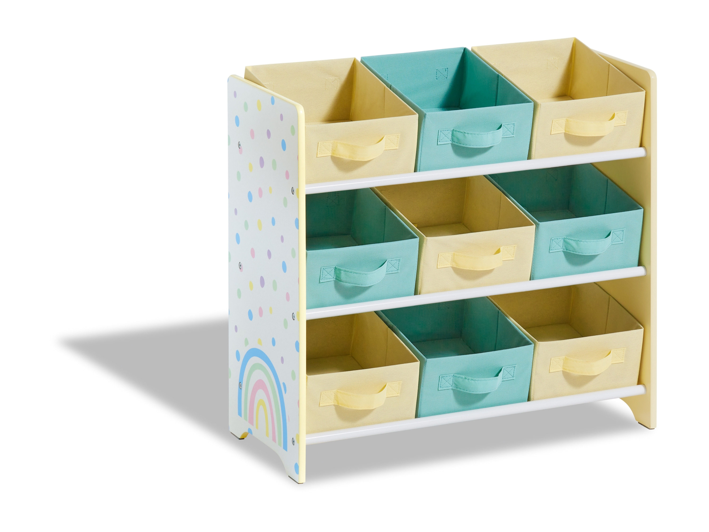 Livarno home Regał z 9 wyjmowanymi, tekstylnymi pojemnikami Tęcza/ żółty