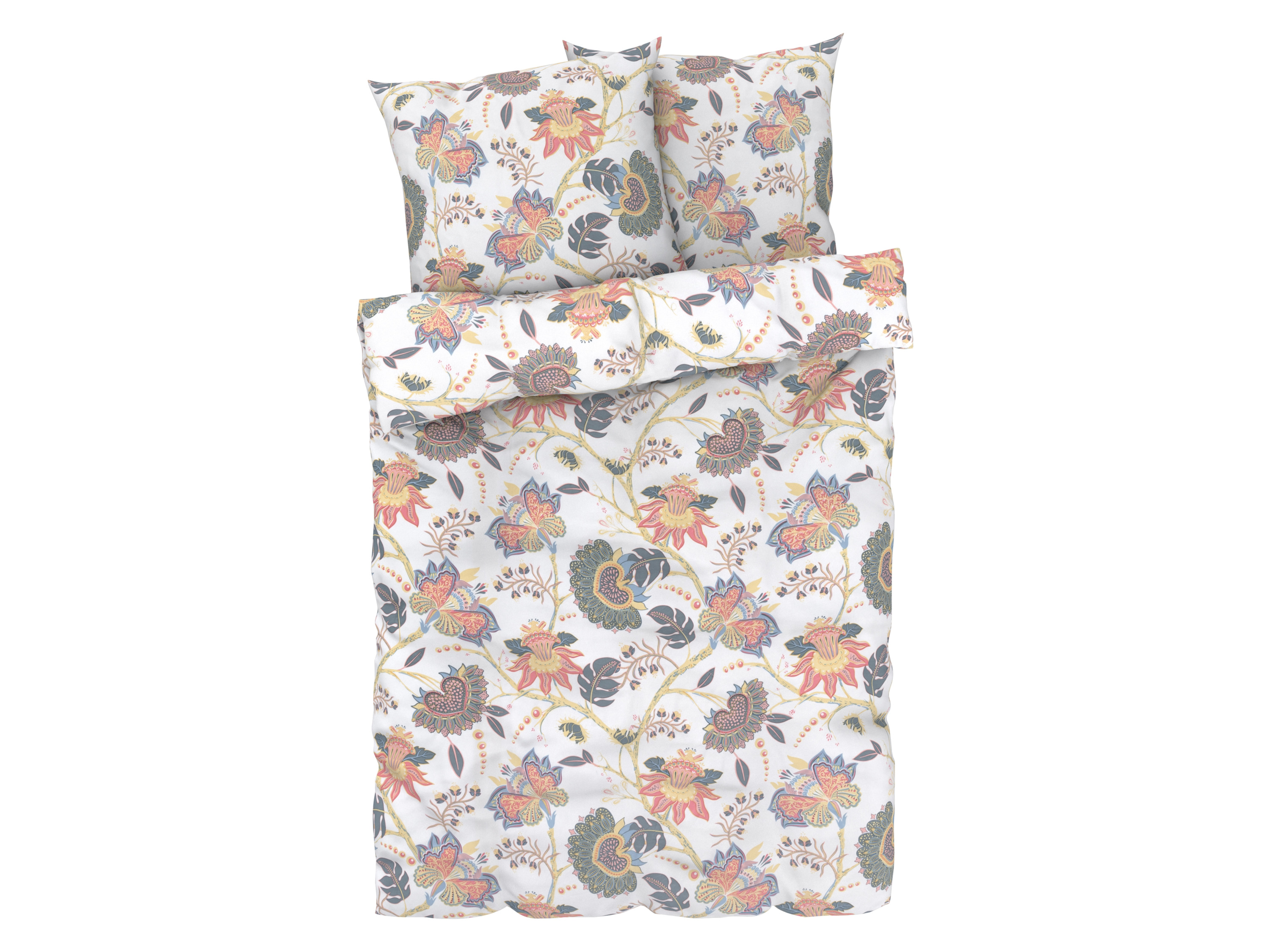 Livarno home Pościel z mikrowłókna satynowego, 220 x 200 cm Kwiaty/ biały
