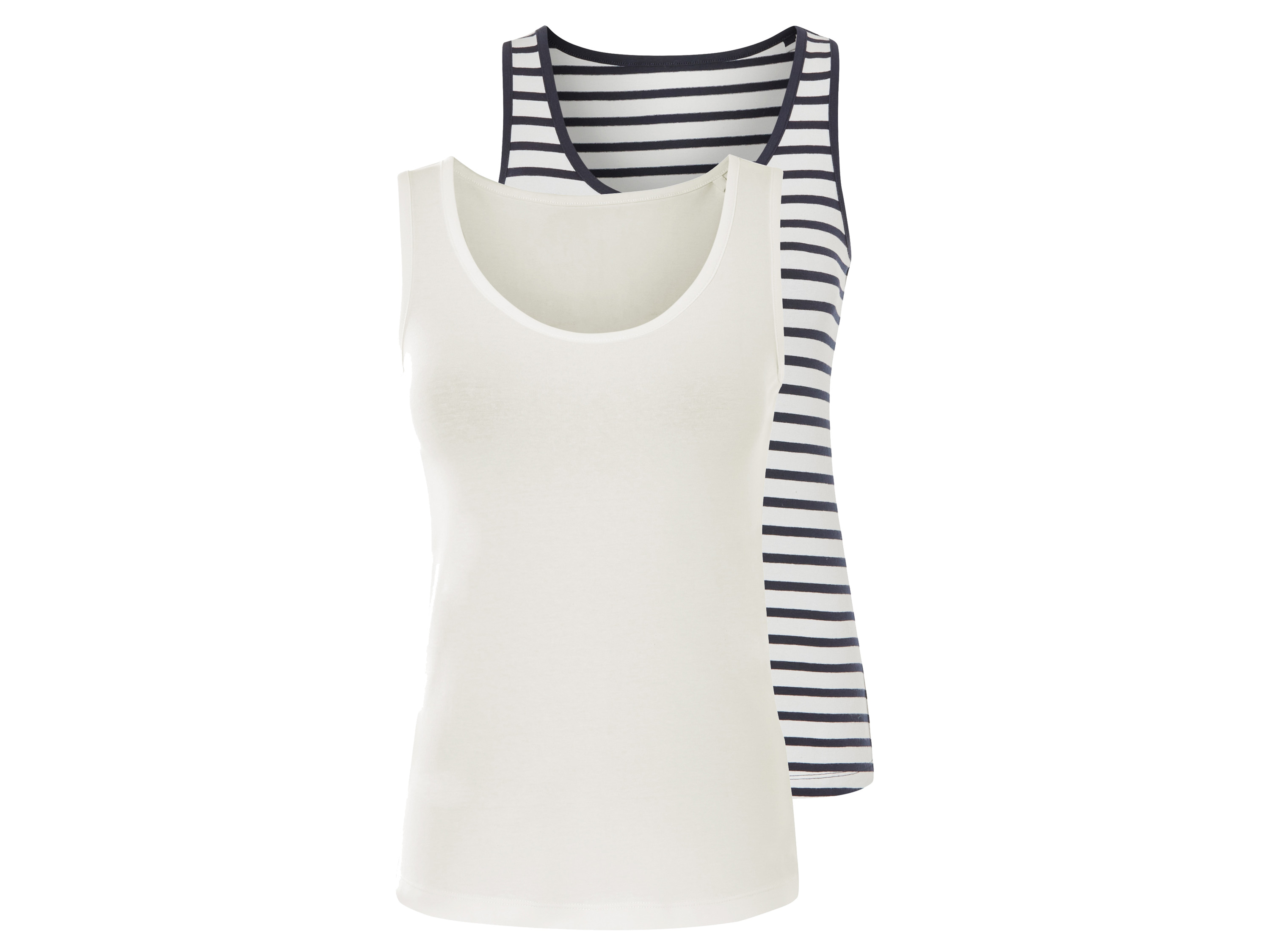 esmara Topy damskie z biobawełną, 2 sztuki Biały, XS 32/34