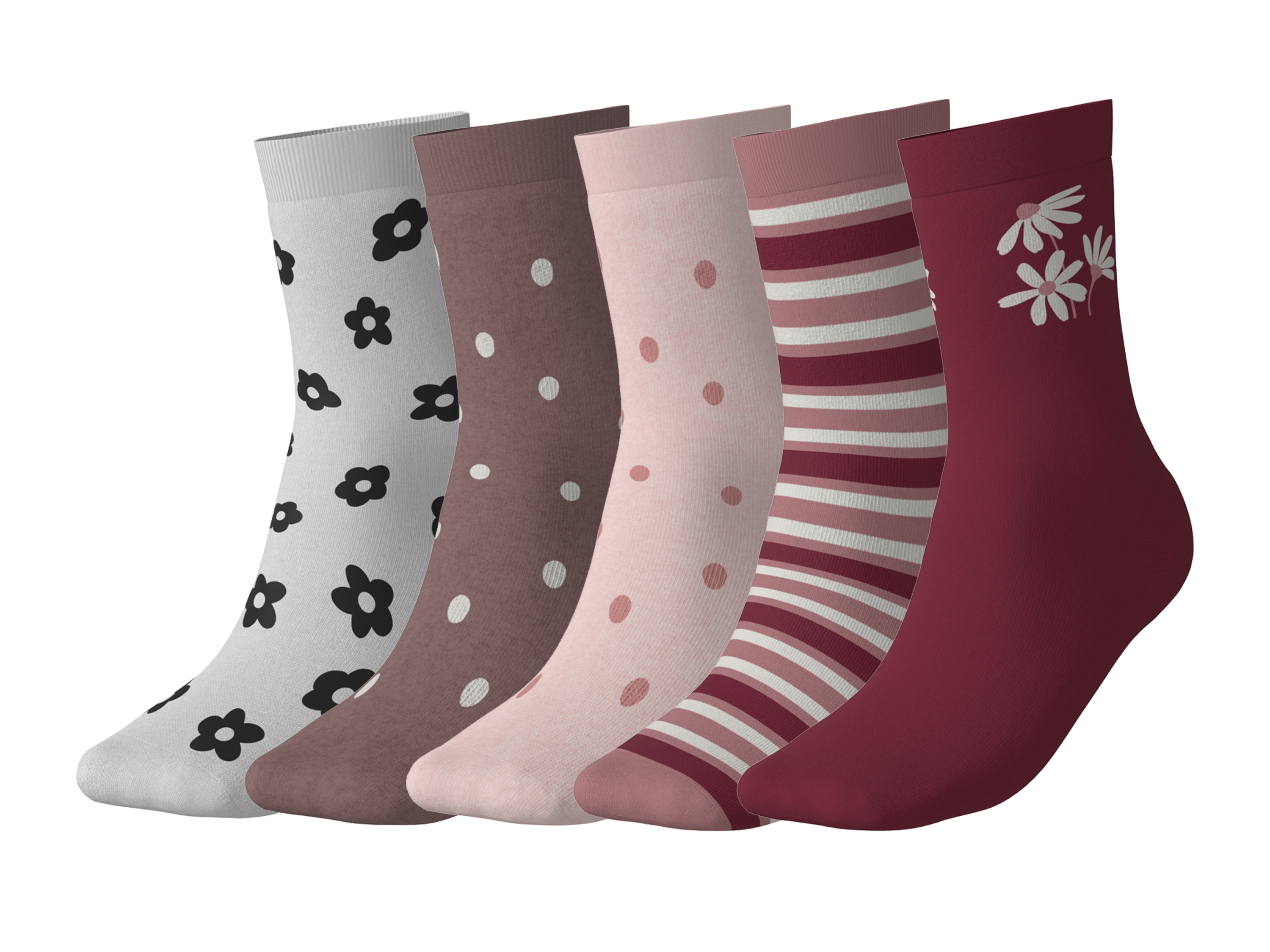 esmara Skarpetki termiczne dziecięce z biobawełną, 5 par biały/różowy/czerwony, 27-30