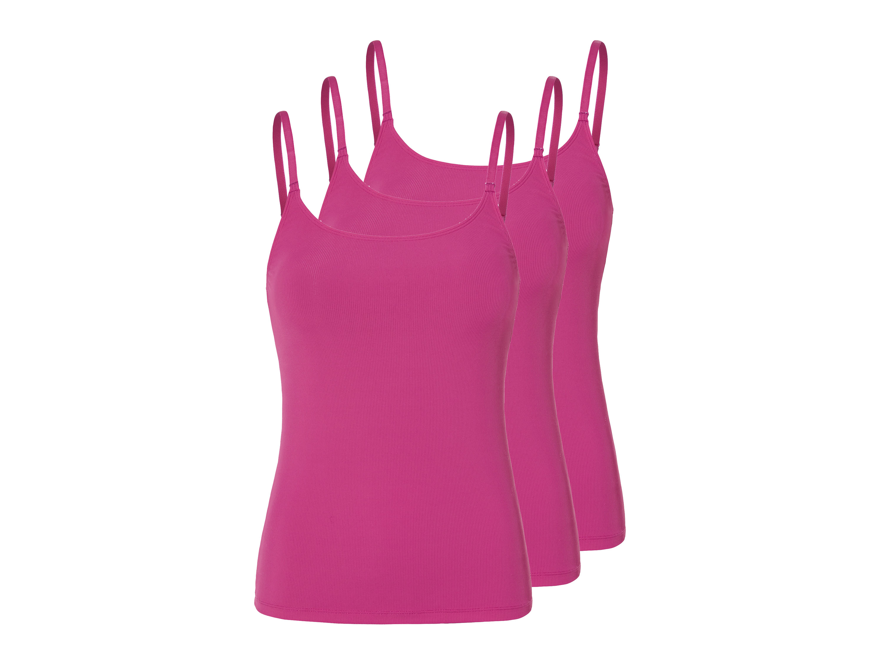 esmara Topy damskie, 3 szt., prążkowany materiał Różowy, M40/42