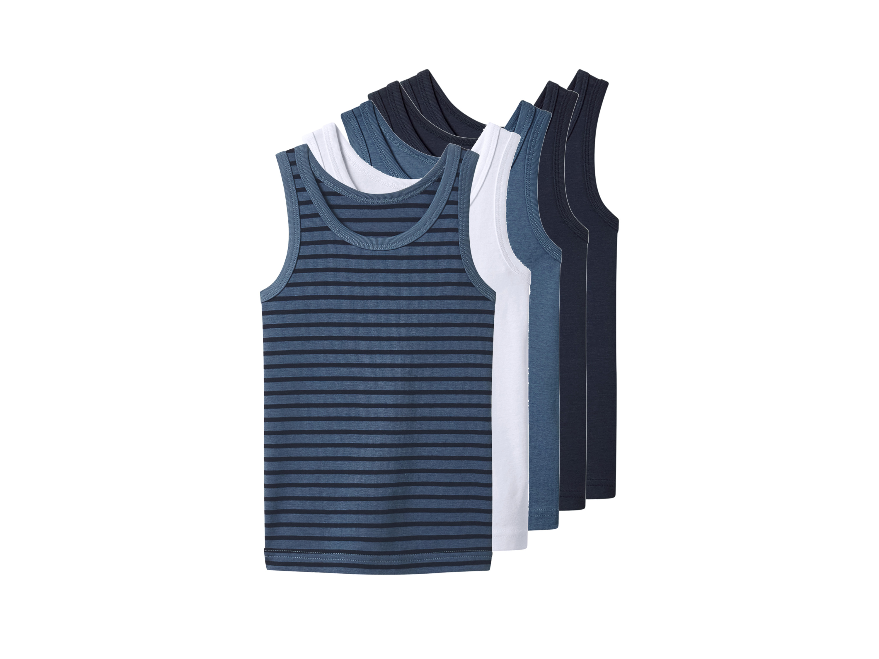 lupilu Podkoszulki dziecięce z biobawełny, 5 sztuk Biały/ niebieski, 98/104