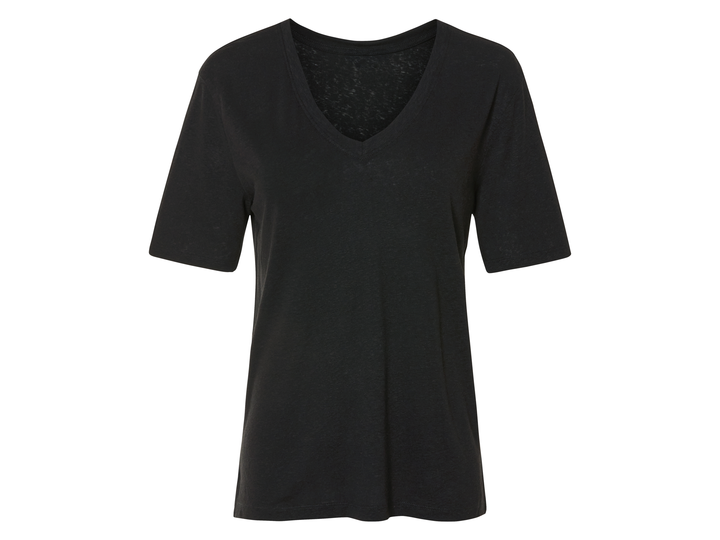 esmara T-shirt damski z lnem i wiskozą Czarny, XS 32/34