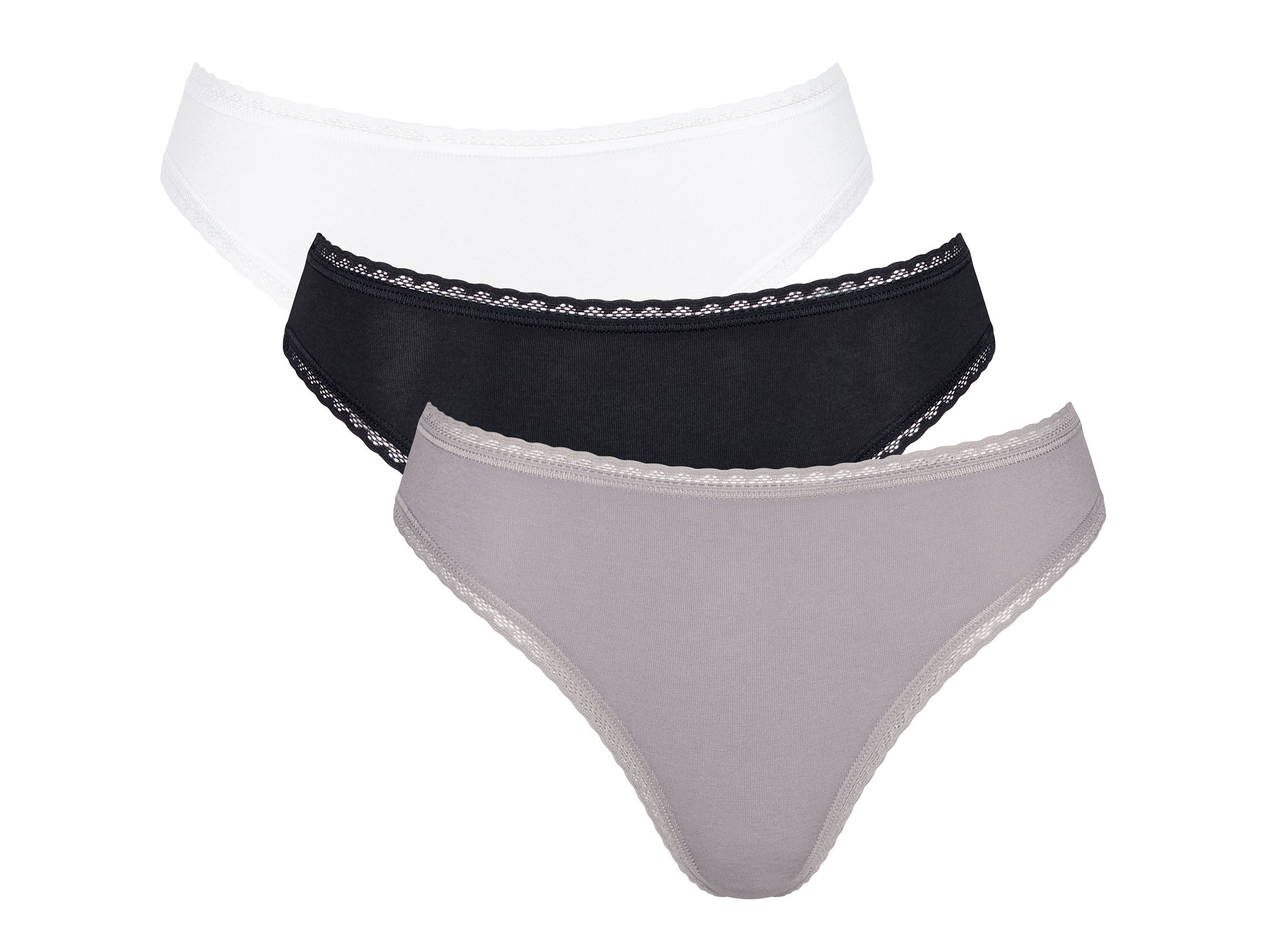 Sloggi Majtki damskie Everyday, 3 sztuki, z bardzo miękkiego dżerseju Stringi, Szary/czarny/biały, 40