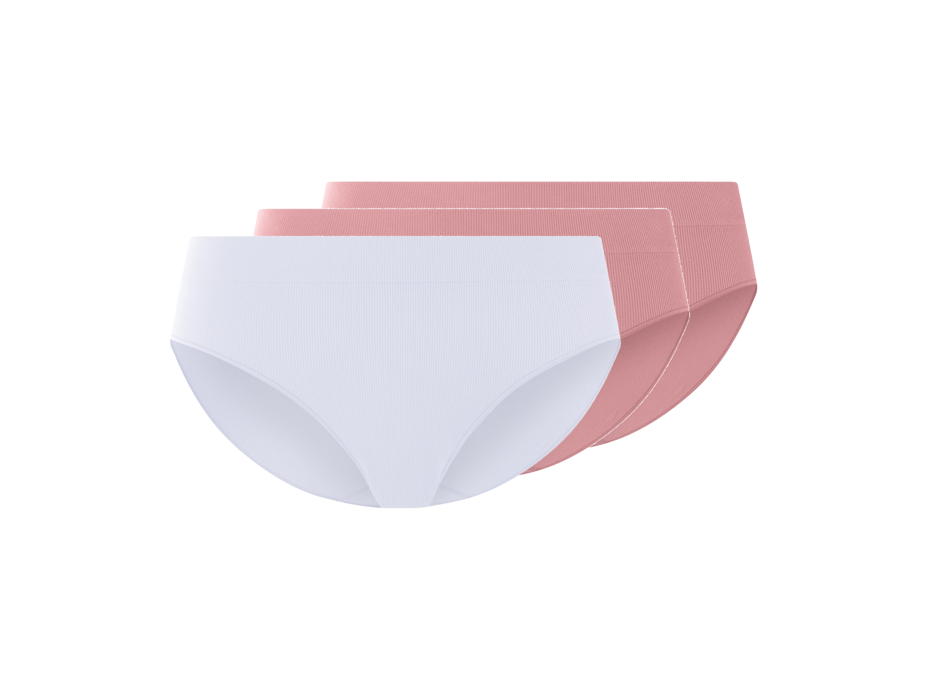 esmara Majtki figi prążkowane damskie, 3 pary Różowy/ biały, L44/46