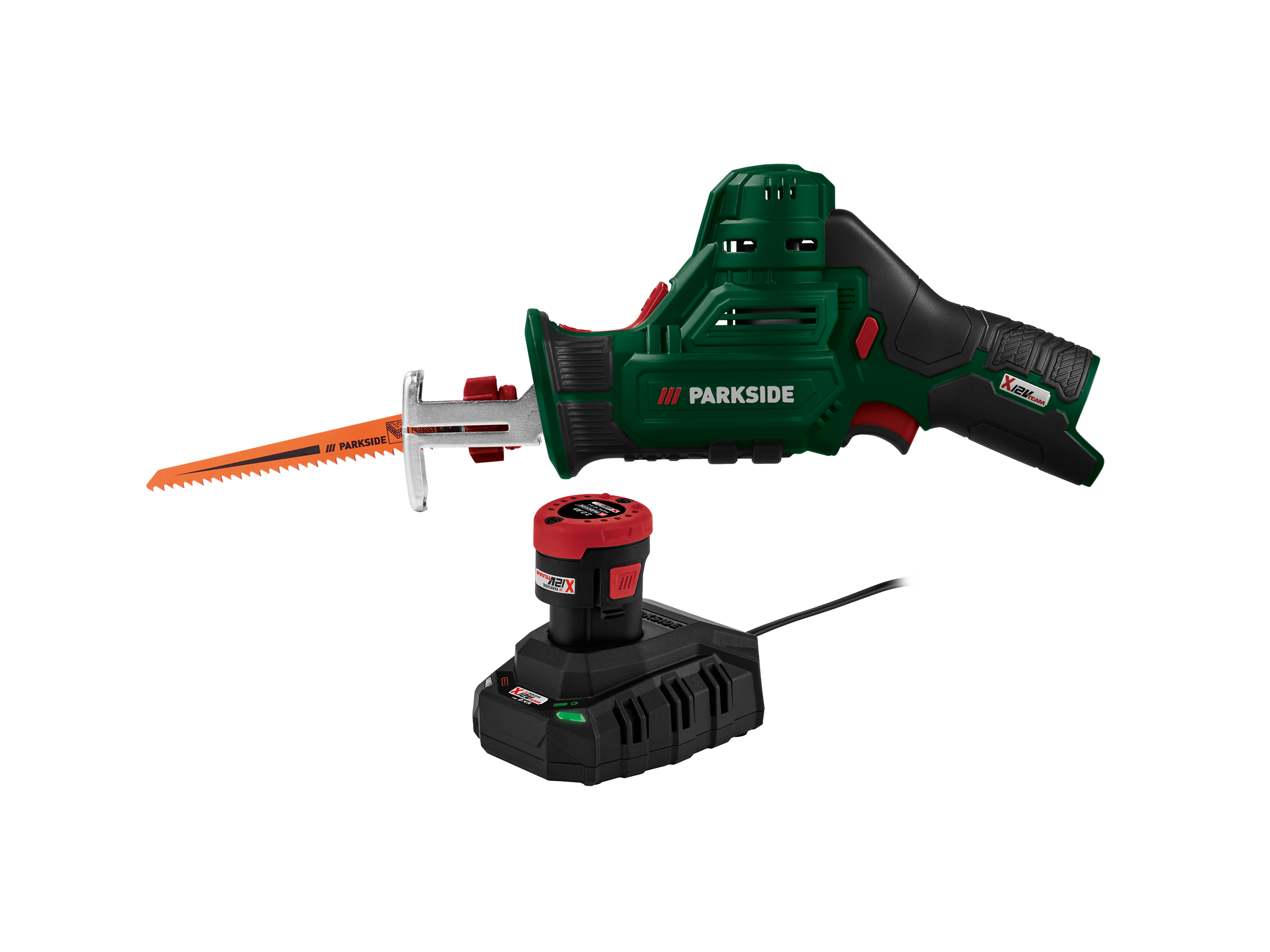 Zestaw Akumulatorowa pilarka do gałęzi 12 V, z akumulatorem, 2 Ah i ładowarką, 2,4 A