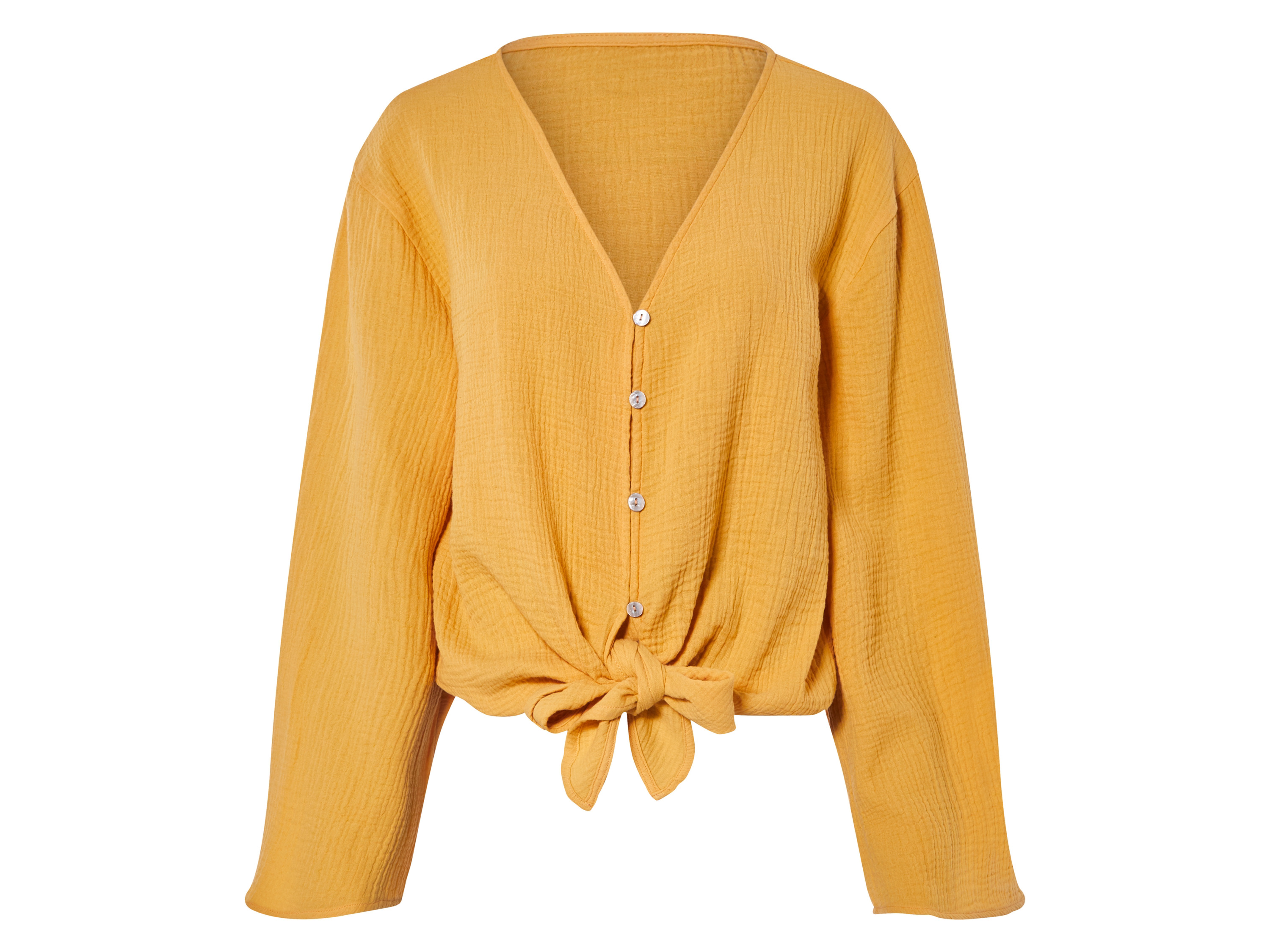 esmara Bluzka damska z bawełny muślinowej gelb mit langen Ärmeln, 44