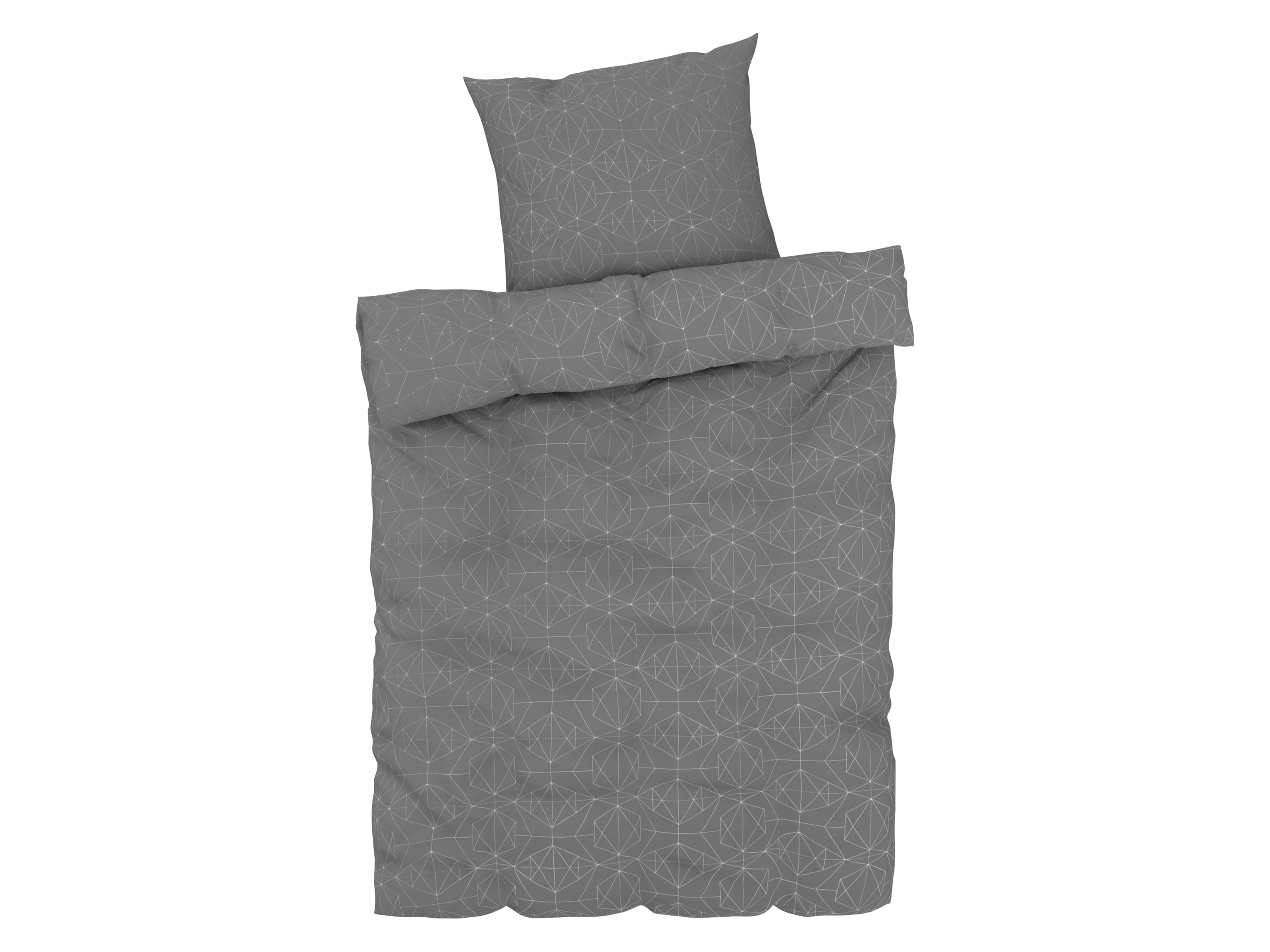 Livarno home Pościel z mikrowłókna satynowego, 140 x 200 cm grafika/ciemnoszary