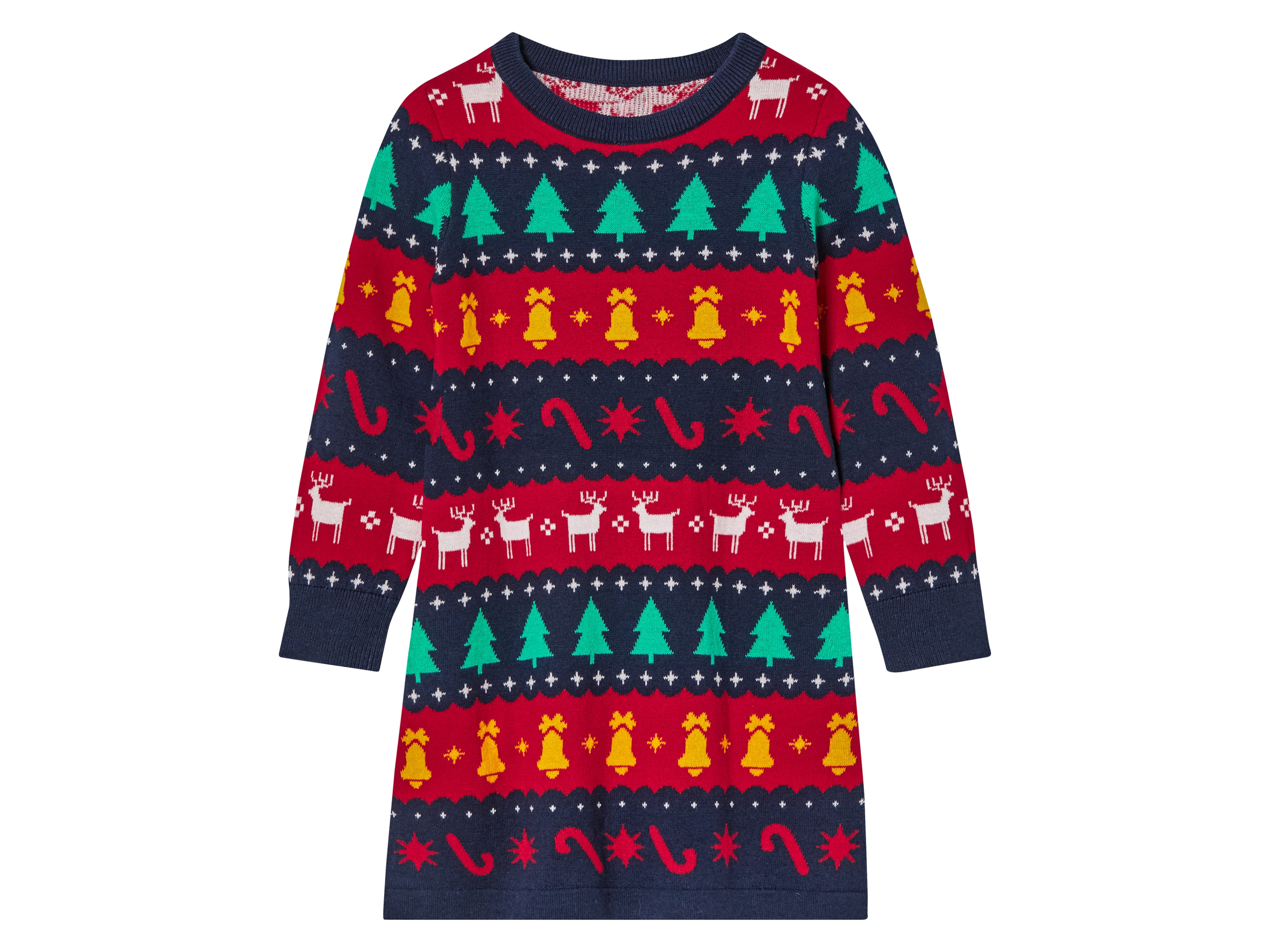 lupilu Sukienka świąteczna dziewczęca 98/104, W paski/granatowy/czerwony