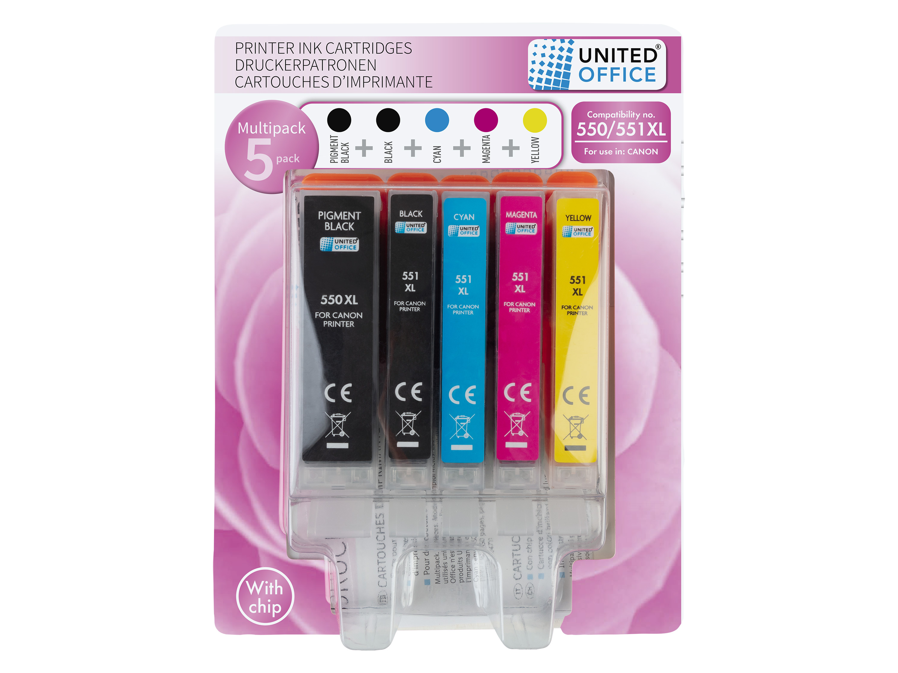 United Office Wkłady atramentowe tusze do drukarki, 5 sztuk 550/551Xl , 5-pak