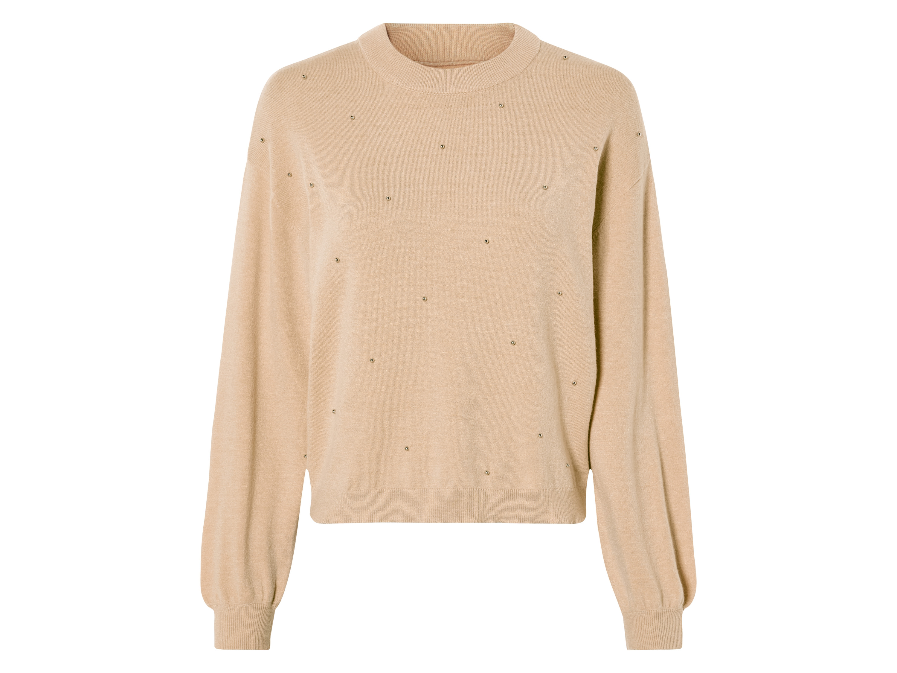 esmara Sweter damski z wiskozą i z koralikami Beżowy, L44/46