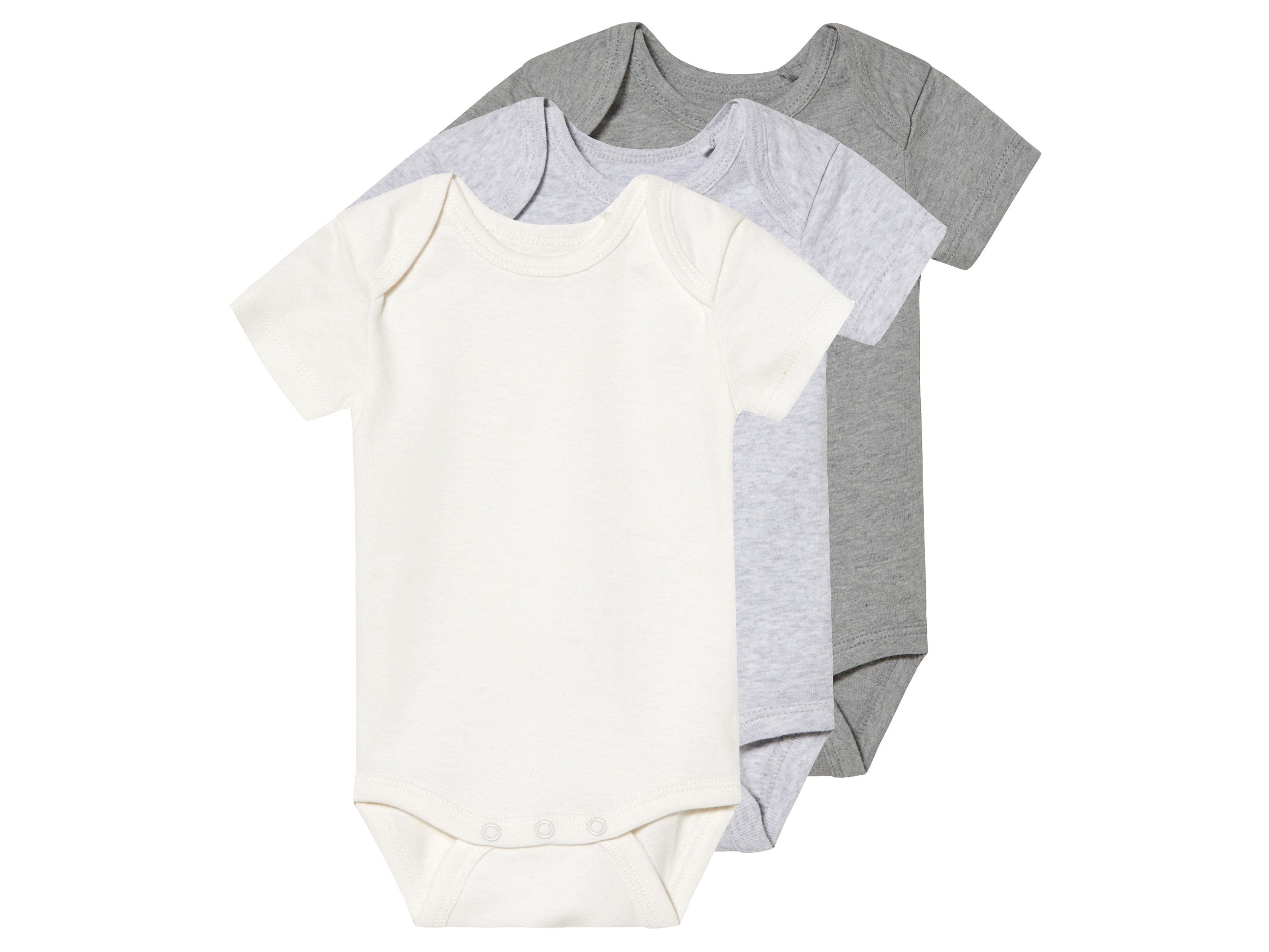 lupilu Body niemowlęce z biobawełny, 3 sztuki Biały/szary, 50/56