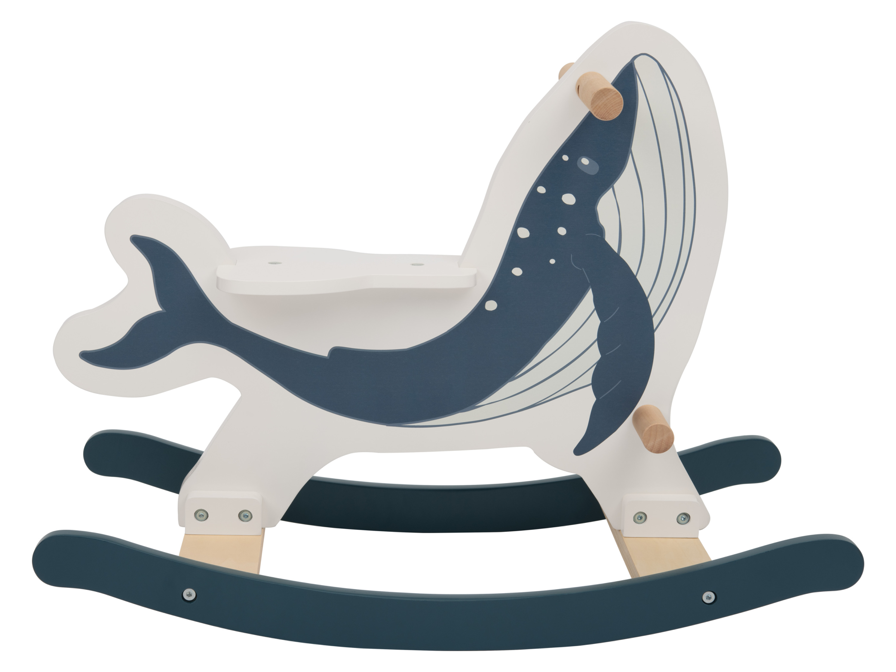Playtive Drewniany bujak w kształcie wieloryba lub Drewniany rower biegowy, z prawdziwego drewna Wieloryb na biegunach