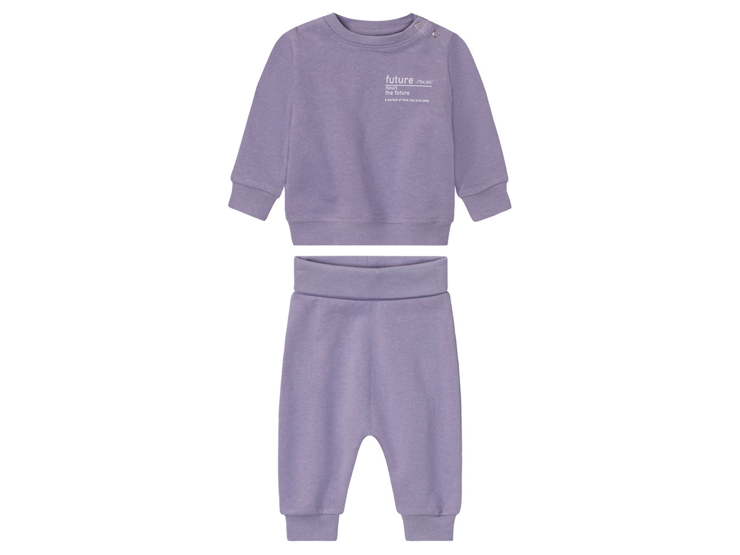 lupilu Dres niemowlęcy z bawełną bluzka + spodnie 50/56, Fioletowy