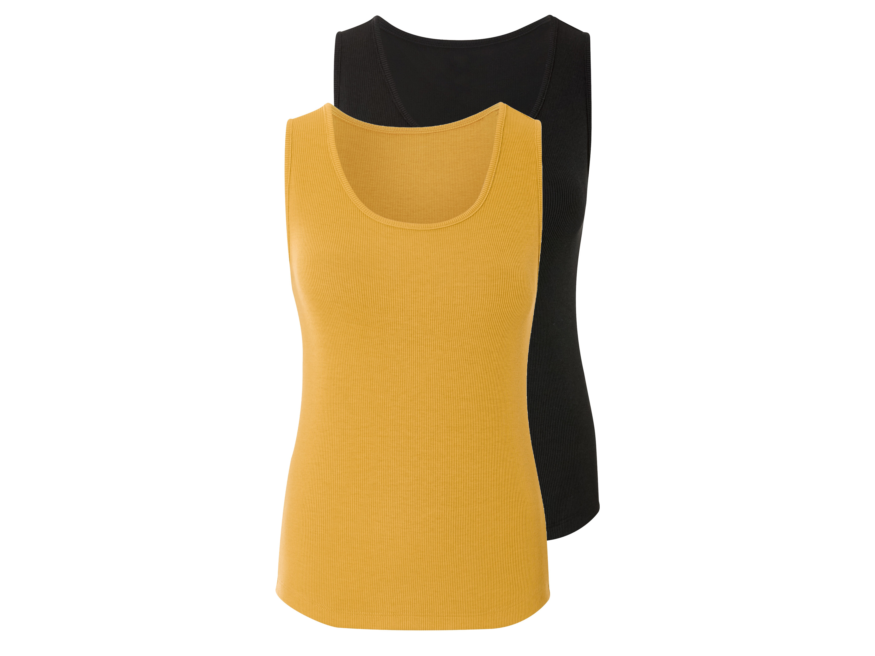 esmara Topy damskie, 2 sztuki Czarny/ żółty, XS 32/34