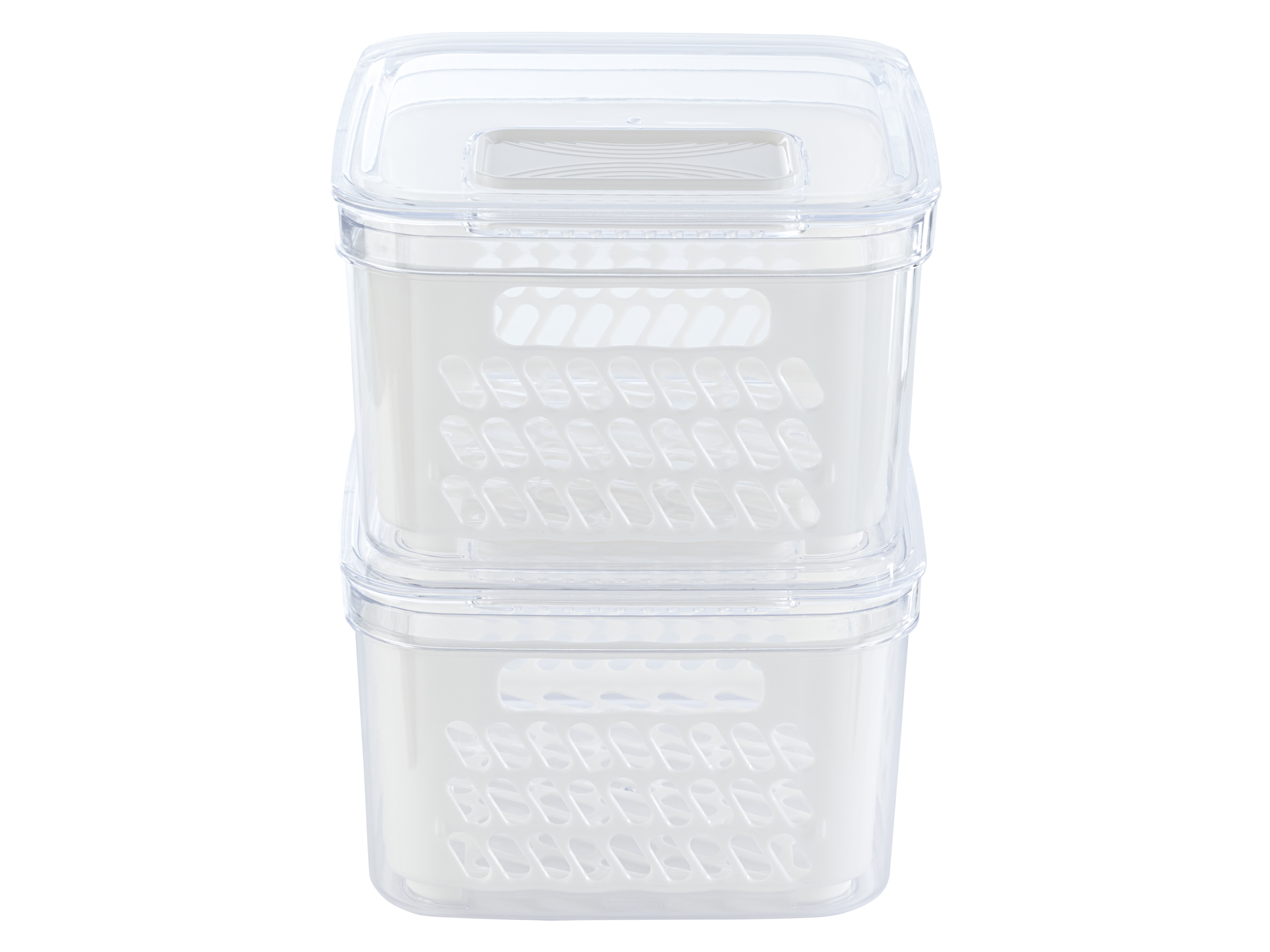 Livarno home Pojemnik lub zestaw pojemników do przechowywania żywności z wyjmowanym wkładem ociekowym małe 2 szt., białe