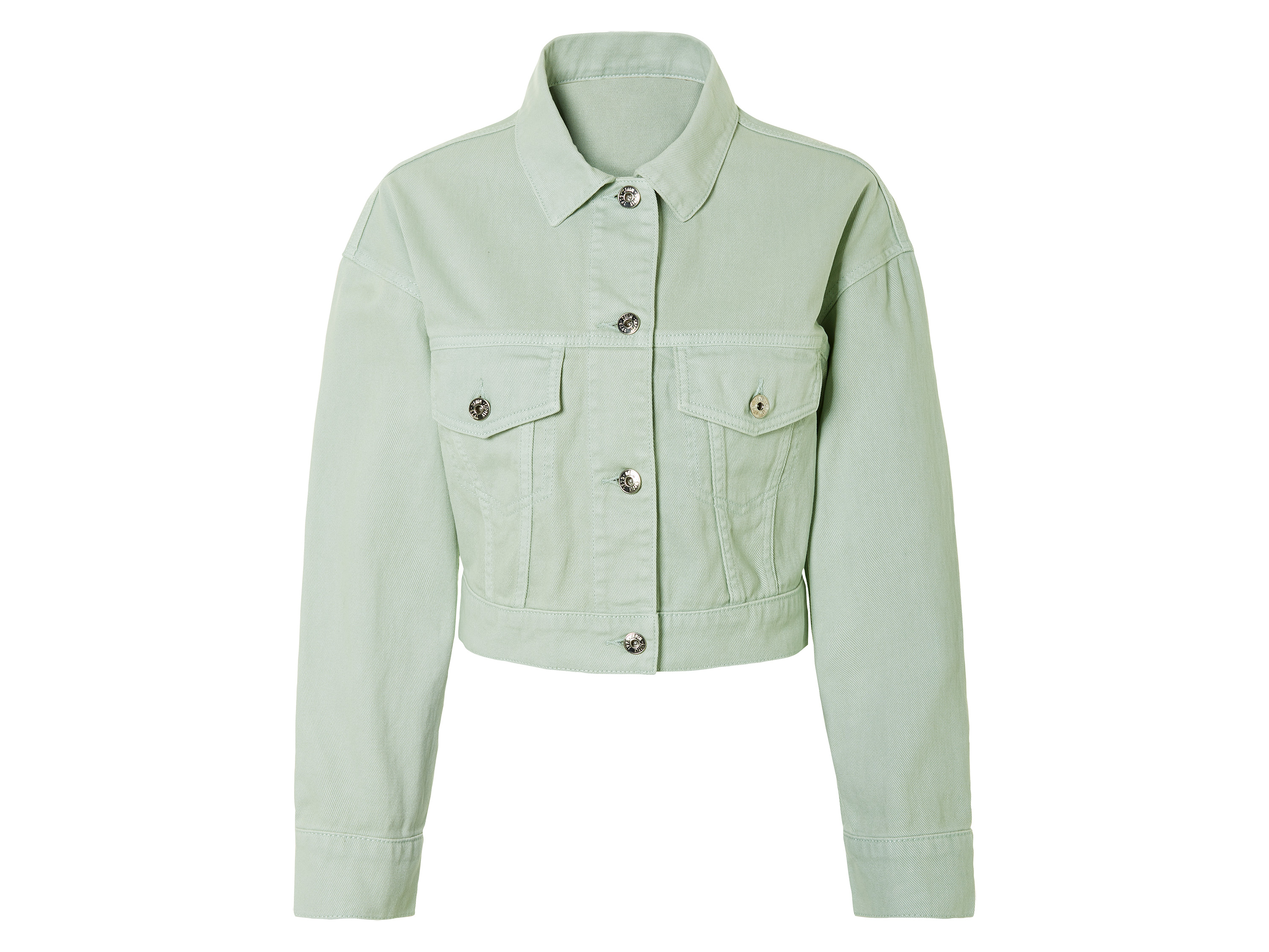 esmara Kurtka jeansowa damska z bawełny, cropped Jasnozielony, 40