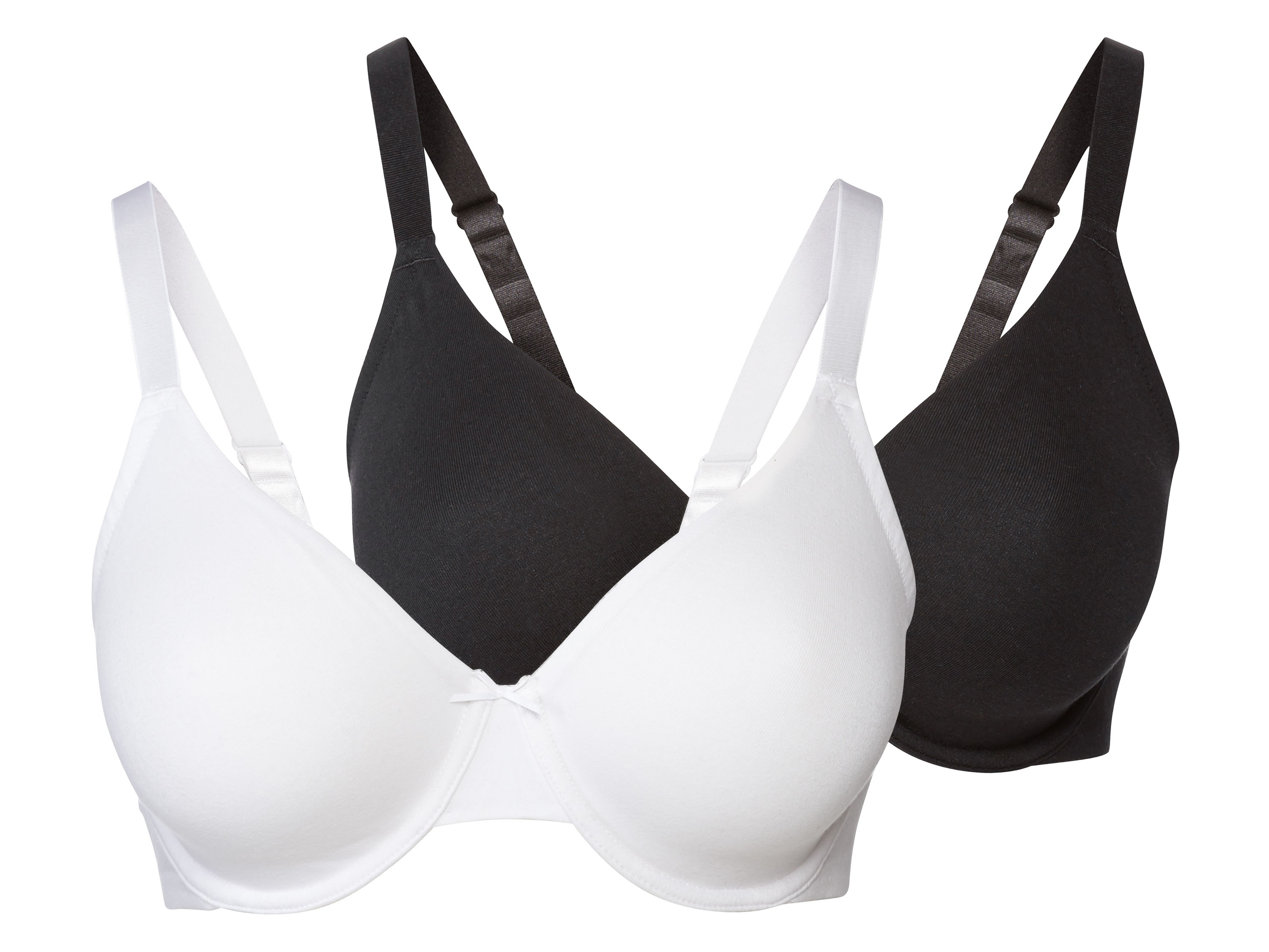 esmara Biustonosz damski z fiszbinami, 2 sztuki Czarny / biały, 85D