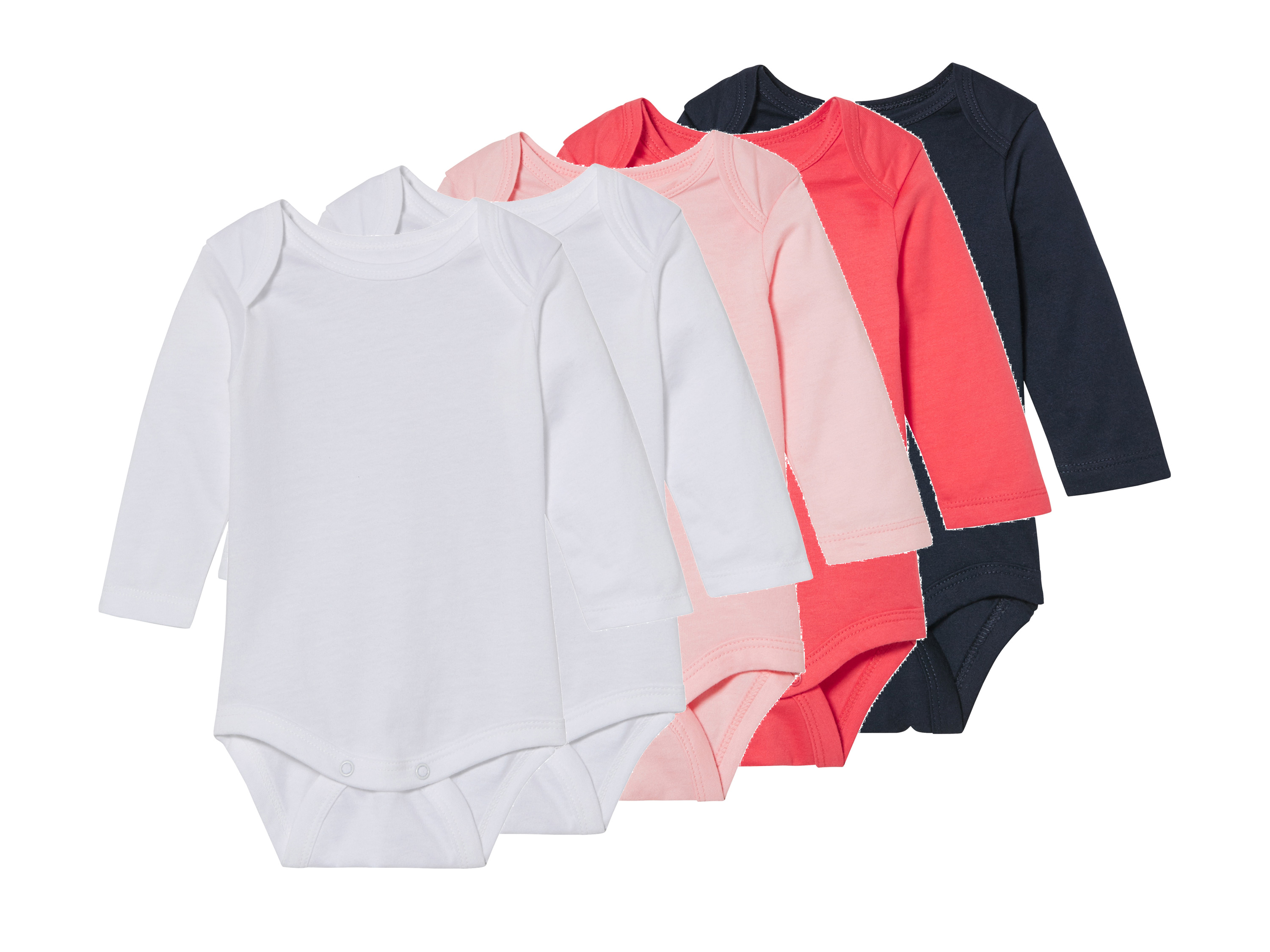lupilu Body niemowlęce z bawełny, 5 sztuk Granatowy/ różowy/ biały, 50/56