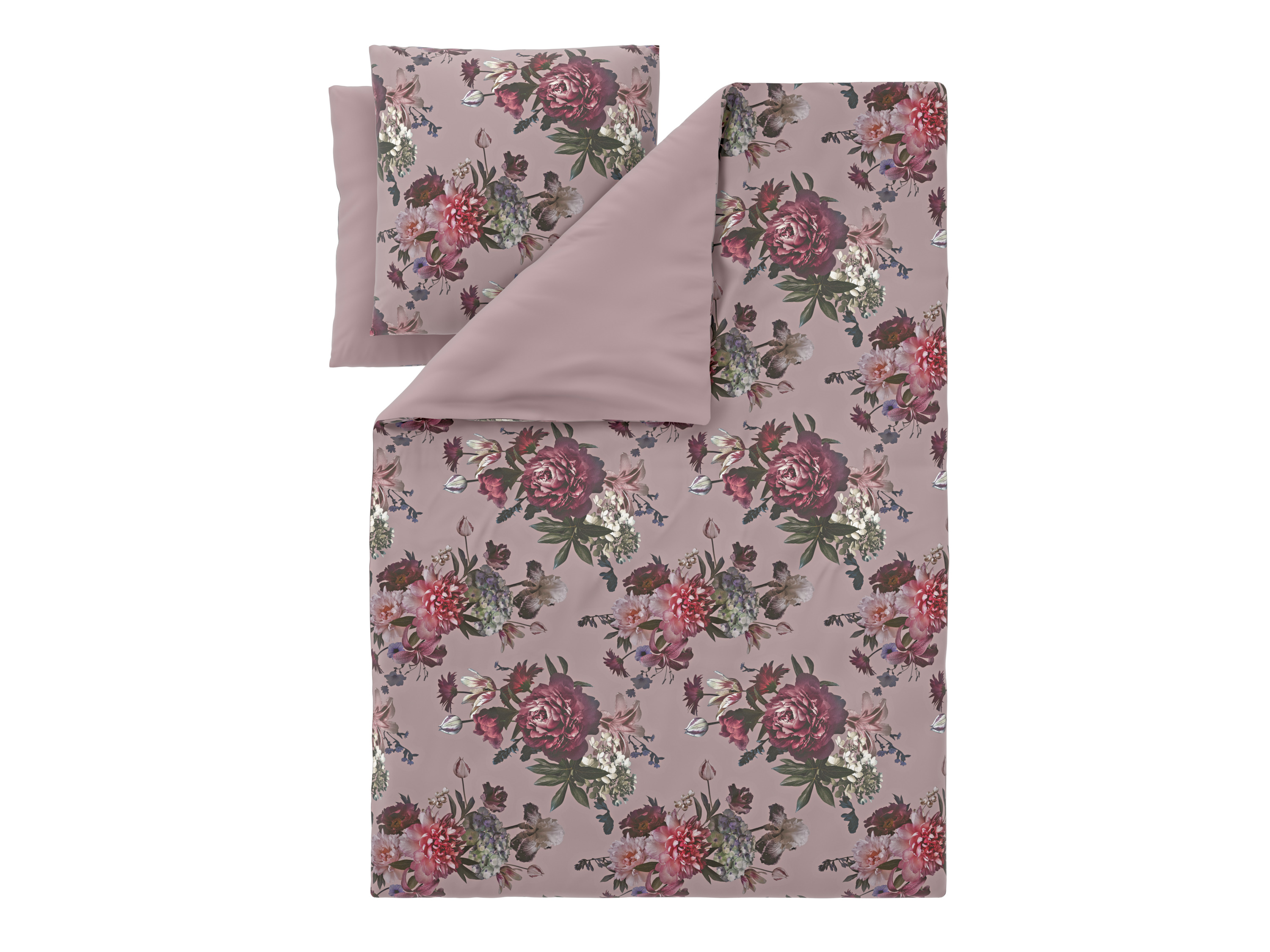 Livarno Pościel dwustronna z mikrowłókna satynowowego, 220 x 200 cm Kwiaty/ różowy