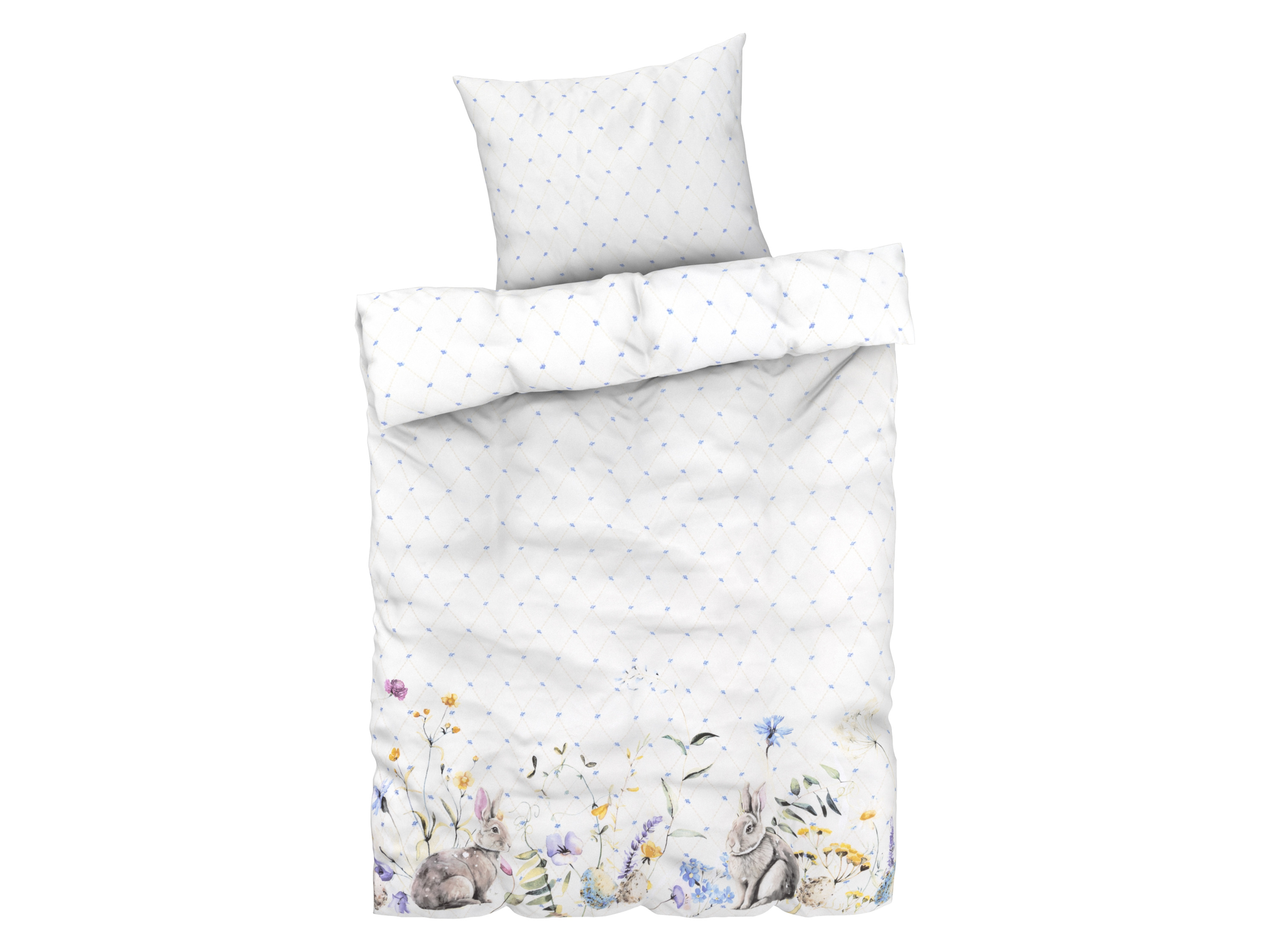 Livarno home Pościel z mikrowłókna satynowego, 140 x 200 cm Biały w kratkę