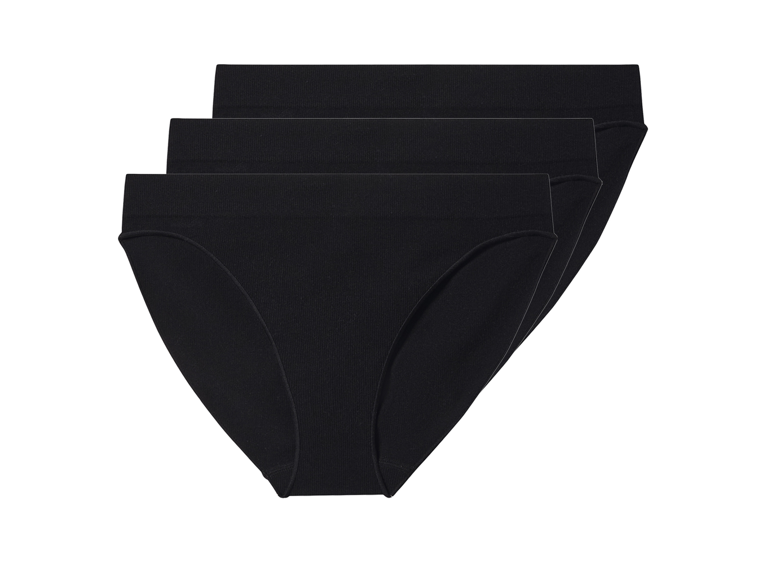 esmara Majtki figi damskie prążkowane, 3 pary Czarny, M40/42