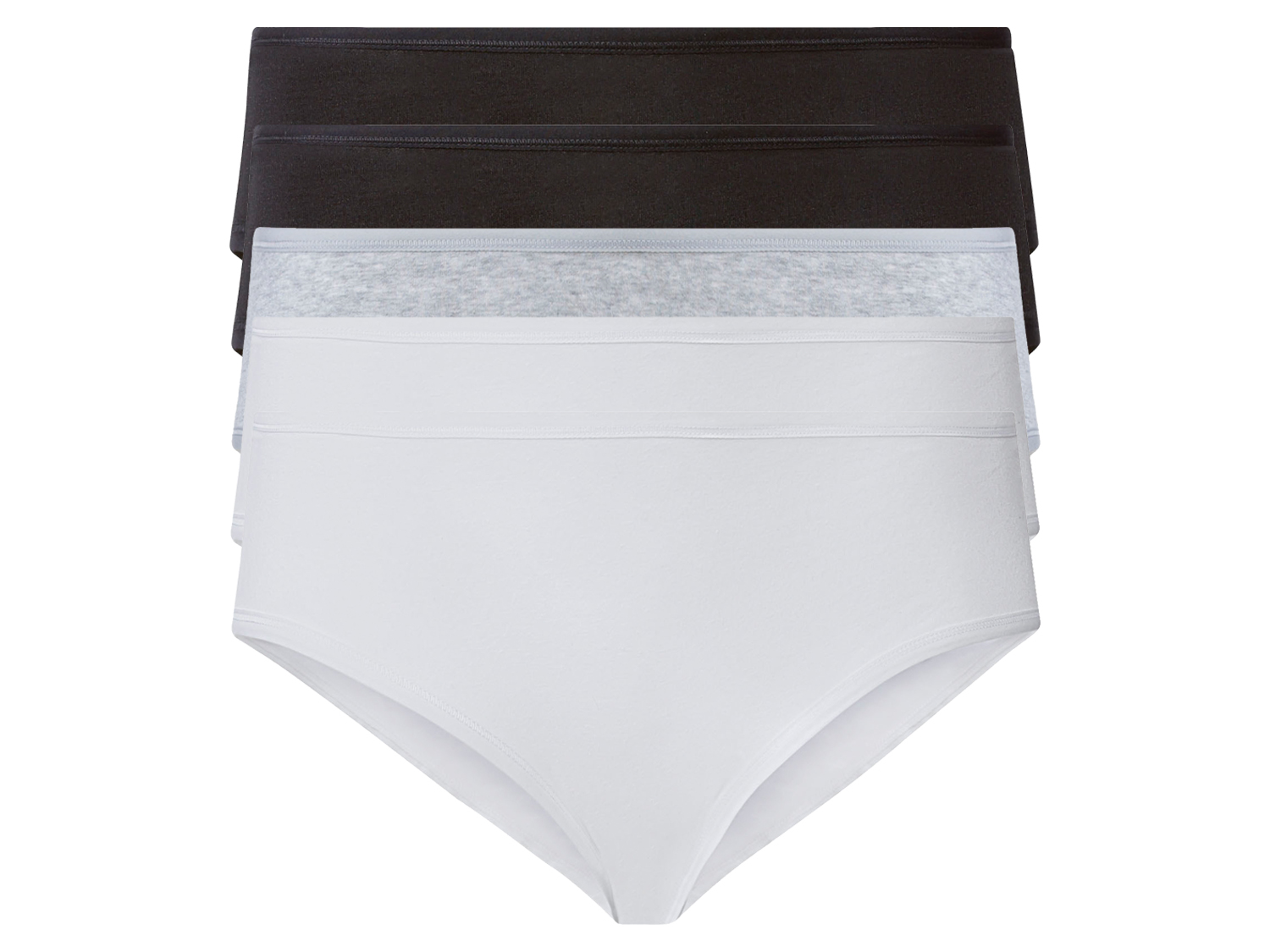 esmara Hipstery damskie XXL z bawełną, 5 par 3XL 56/58, Czarny/ szary/ biały