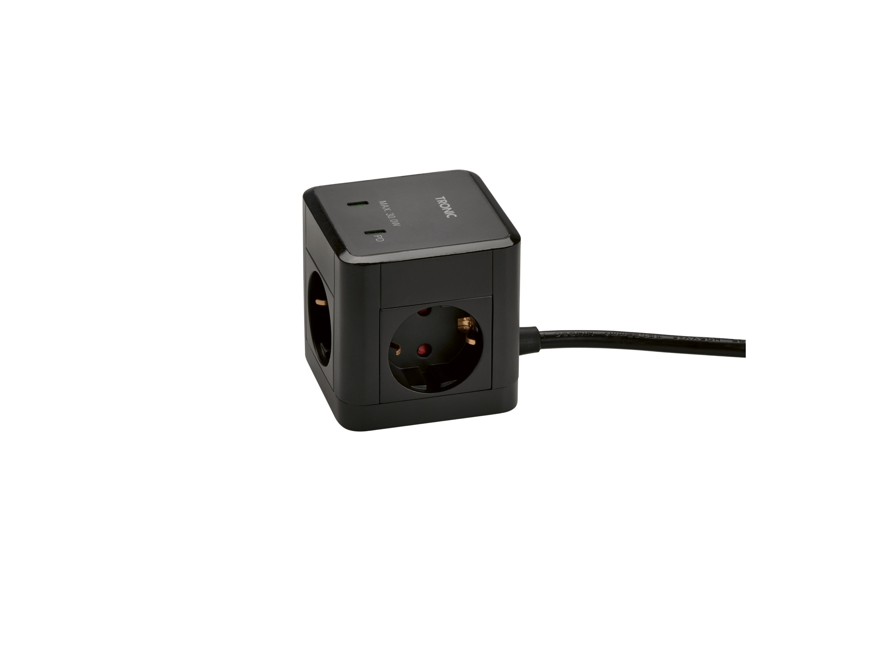 Tronic Przedłużacz kostka z portami USB Czarny