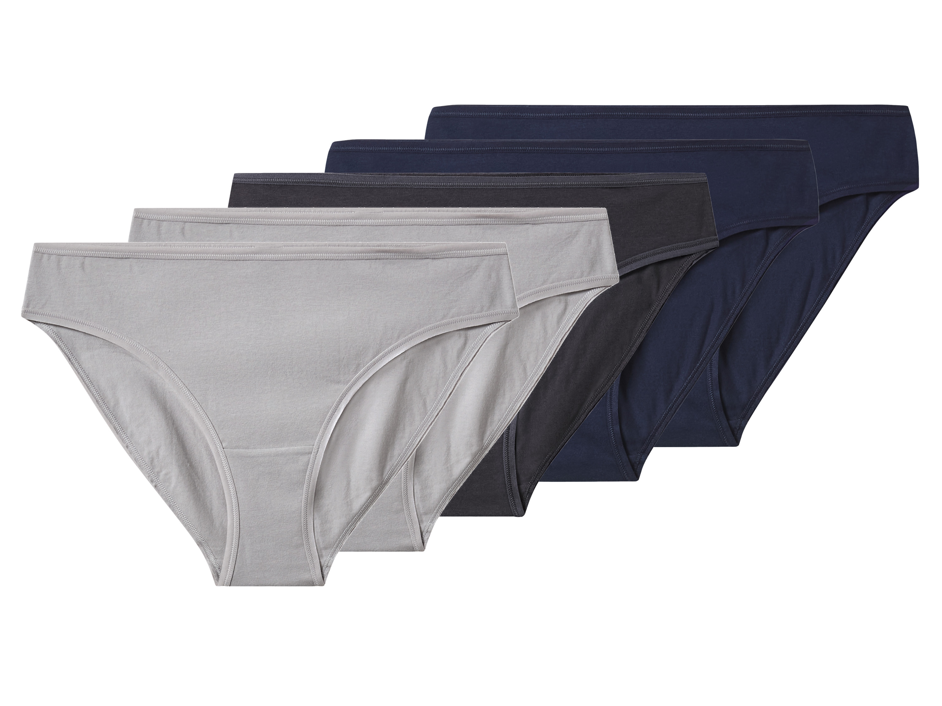 esmara Majtki slipy damskie z bawełną, 5 par Granatowy/ciemnoszary/jasnoszary, 3XL 56/58