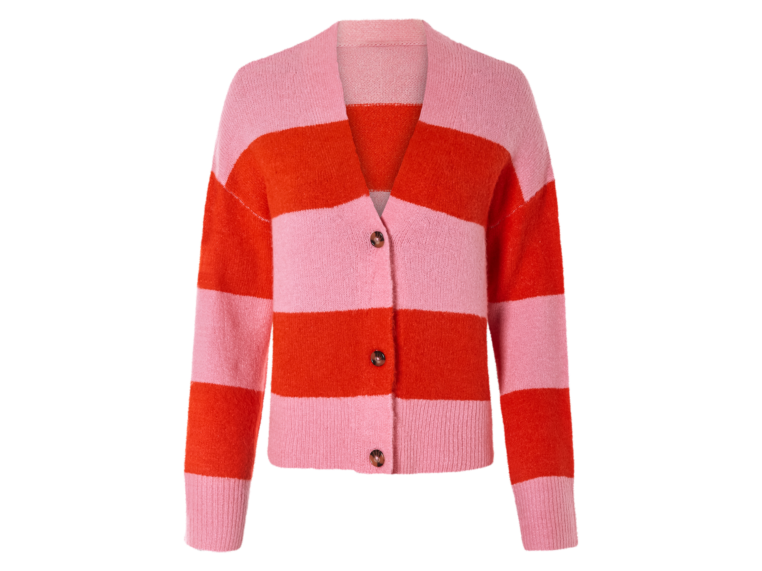 esmara Kardigan dzianinowy damski Paski/czerwony/różowy, XS 32/34
