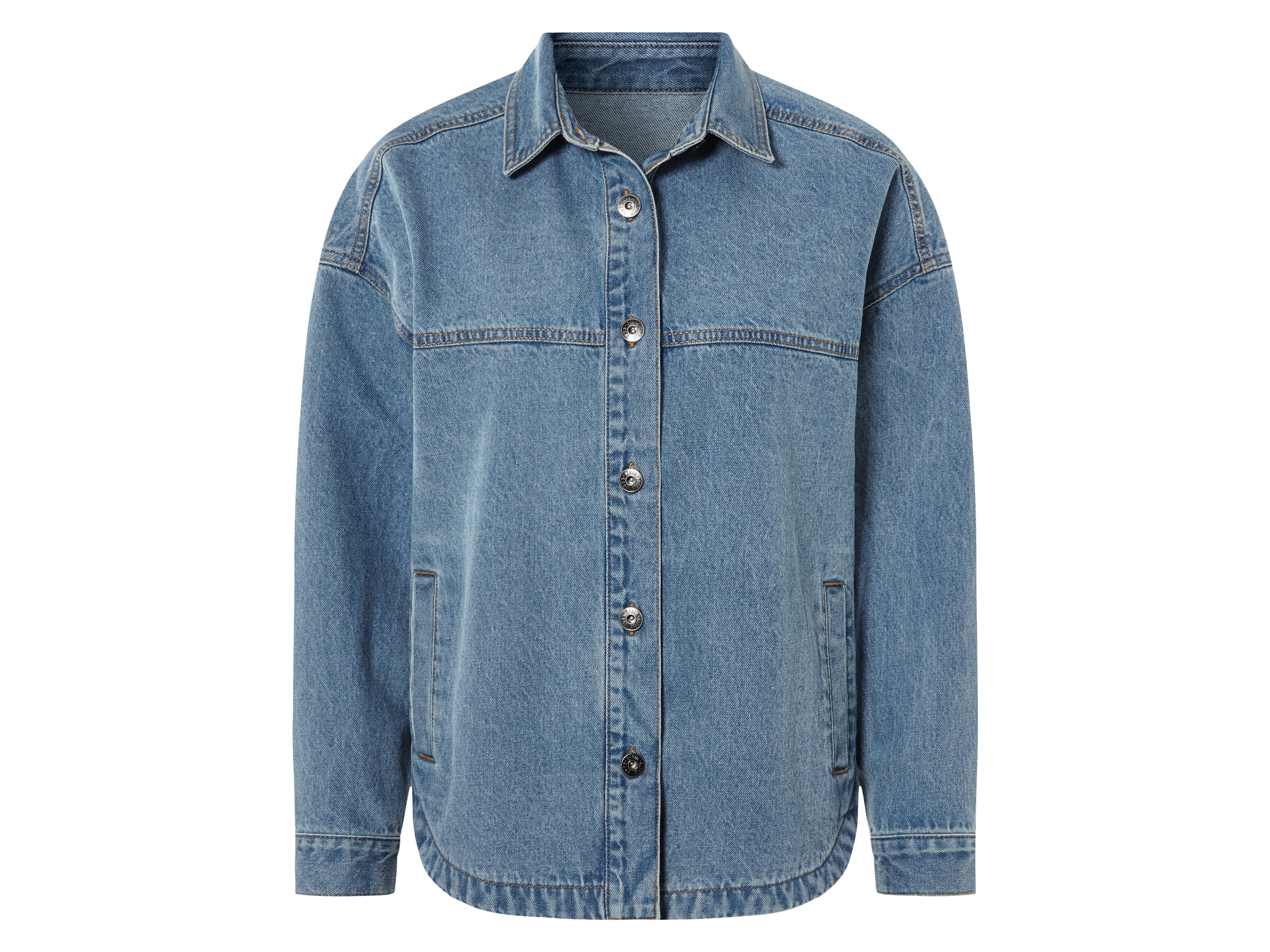 esmara Kurtka jeansowa damska oversize z bawełny Niebieski, 42 reg. Länge