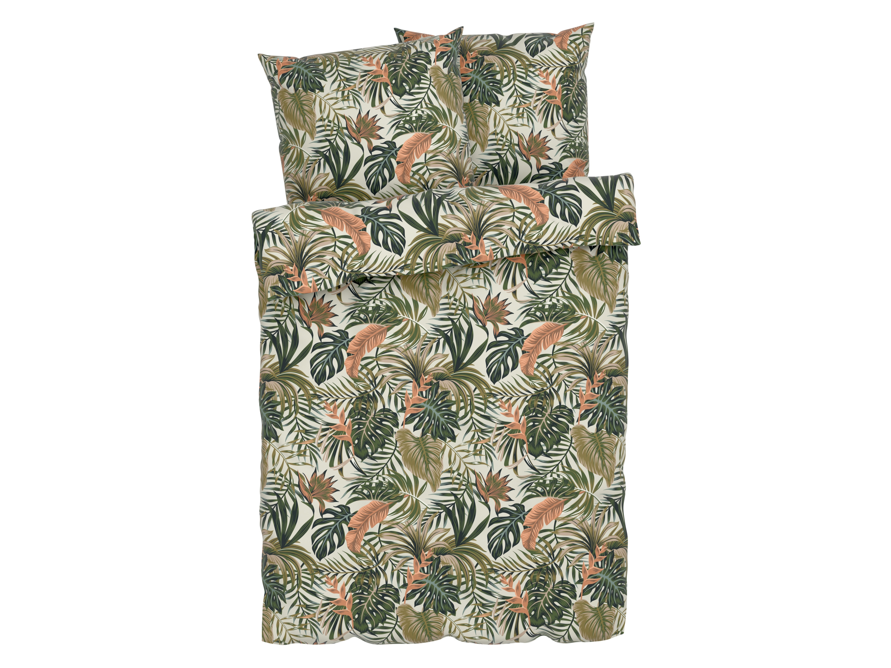 Livarno home Pościel satynowa z mikrofibry, 220 x 200 cm Liście palmy