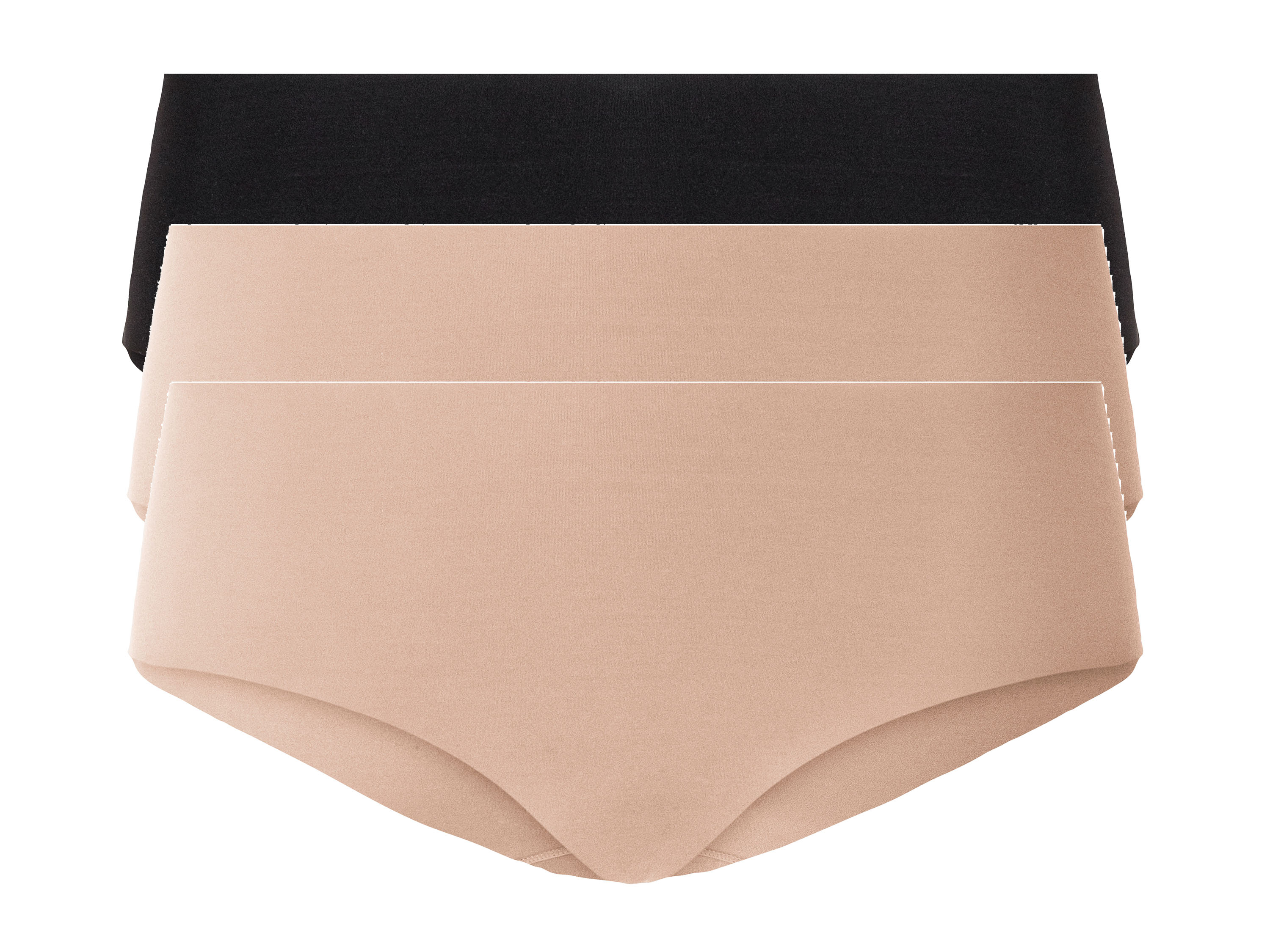 esmara Hipstery damskie cięte laserowo, 3 pary XS 32/34, Czarny/ beżowy