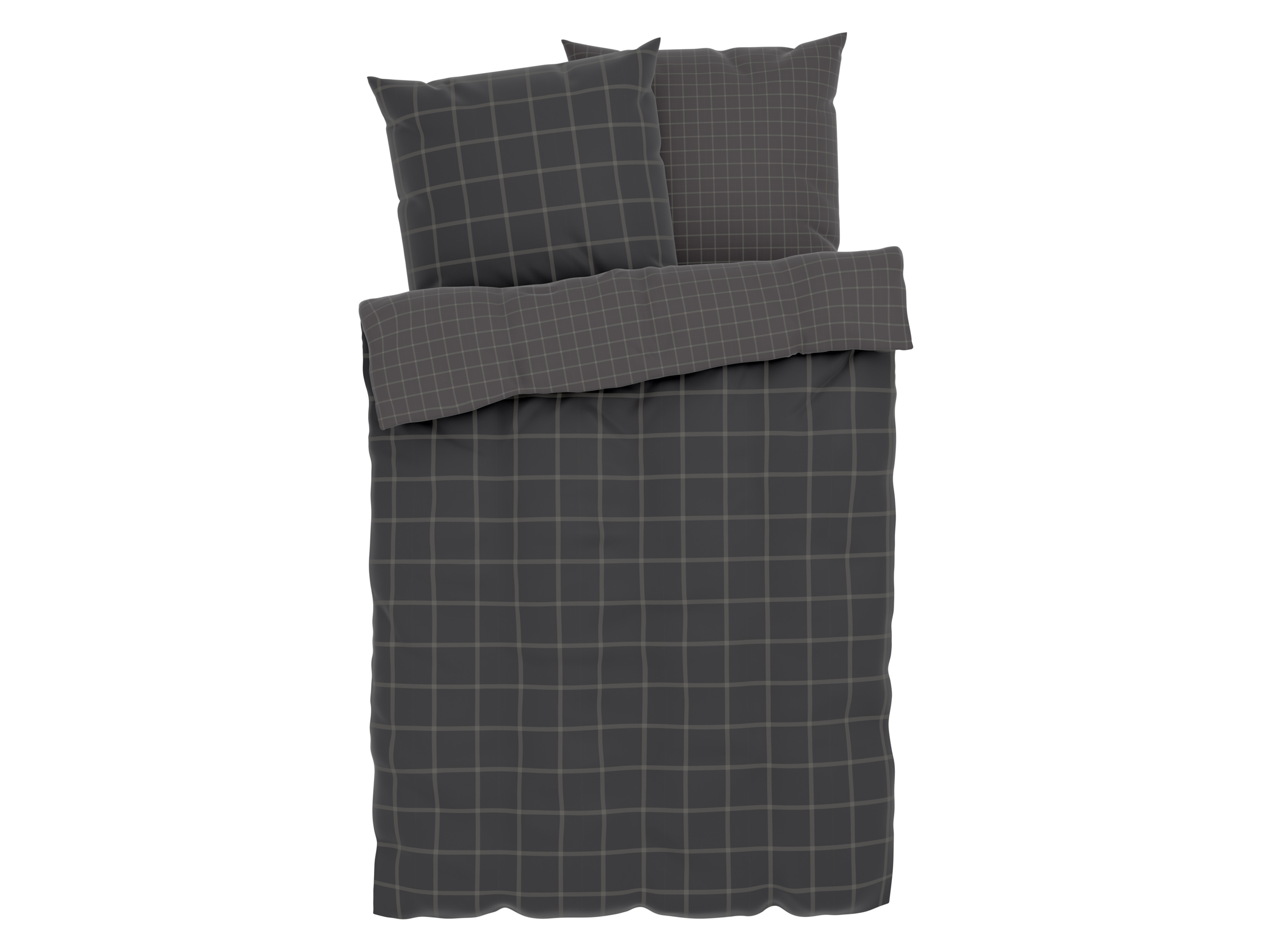 Livarno home Pościel dwustronna z mikrowłókna satynowego, 220 x 200 cm Szary/ w kratkę