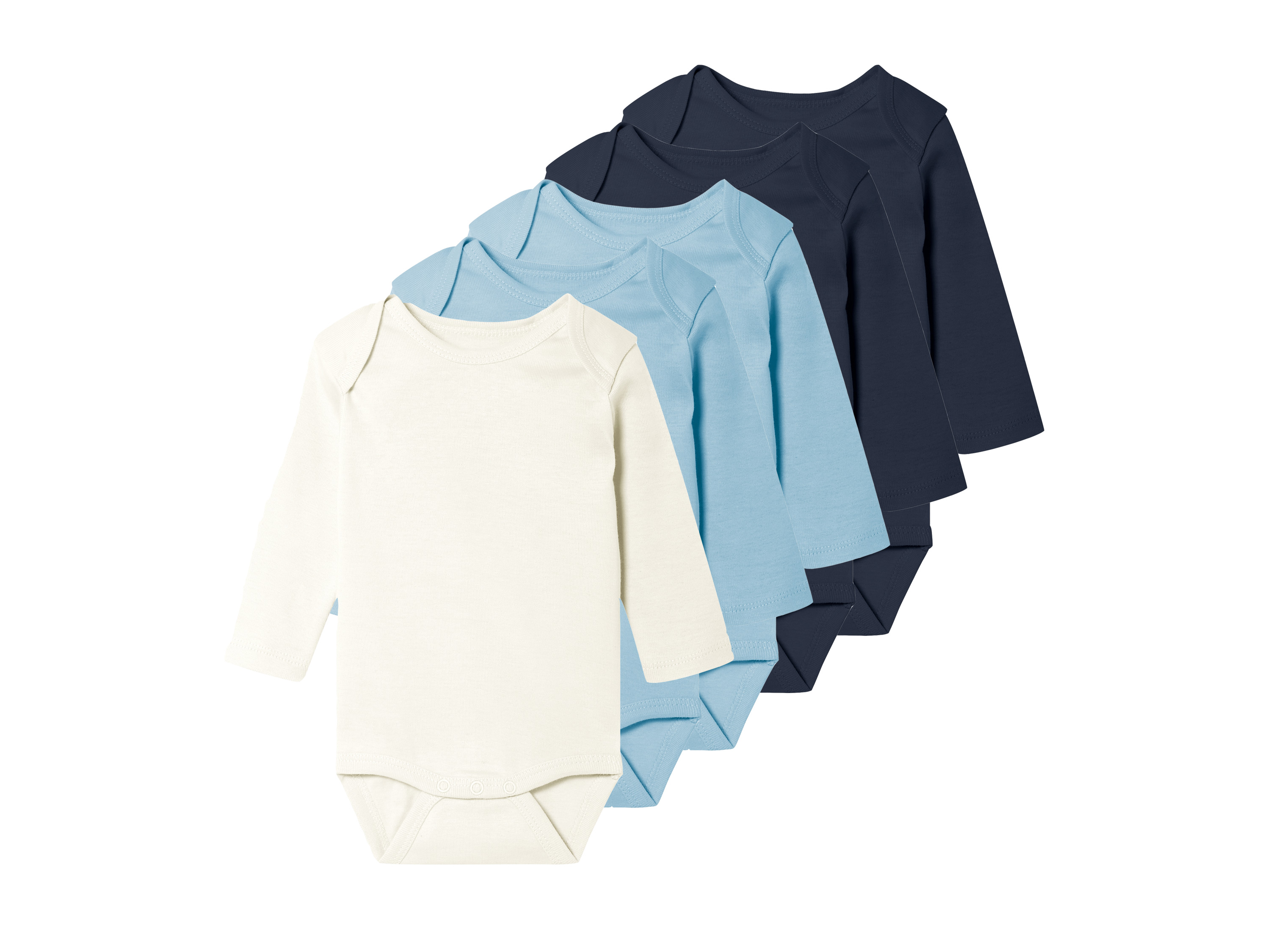 lupilu Body niemowlęce z biobawełny, 5 sztuk Biały/jasnoniebieski/granatowy, 50/56