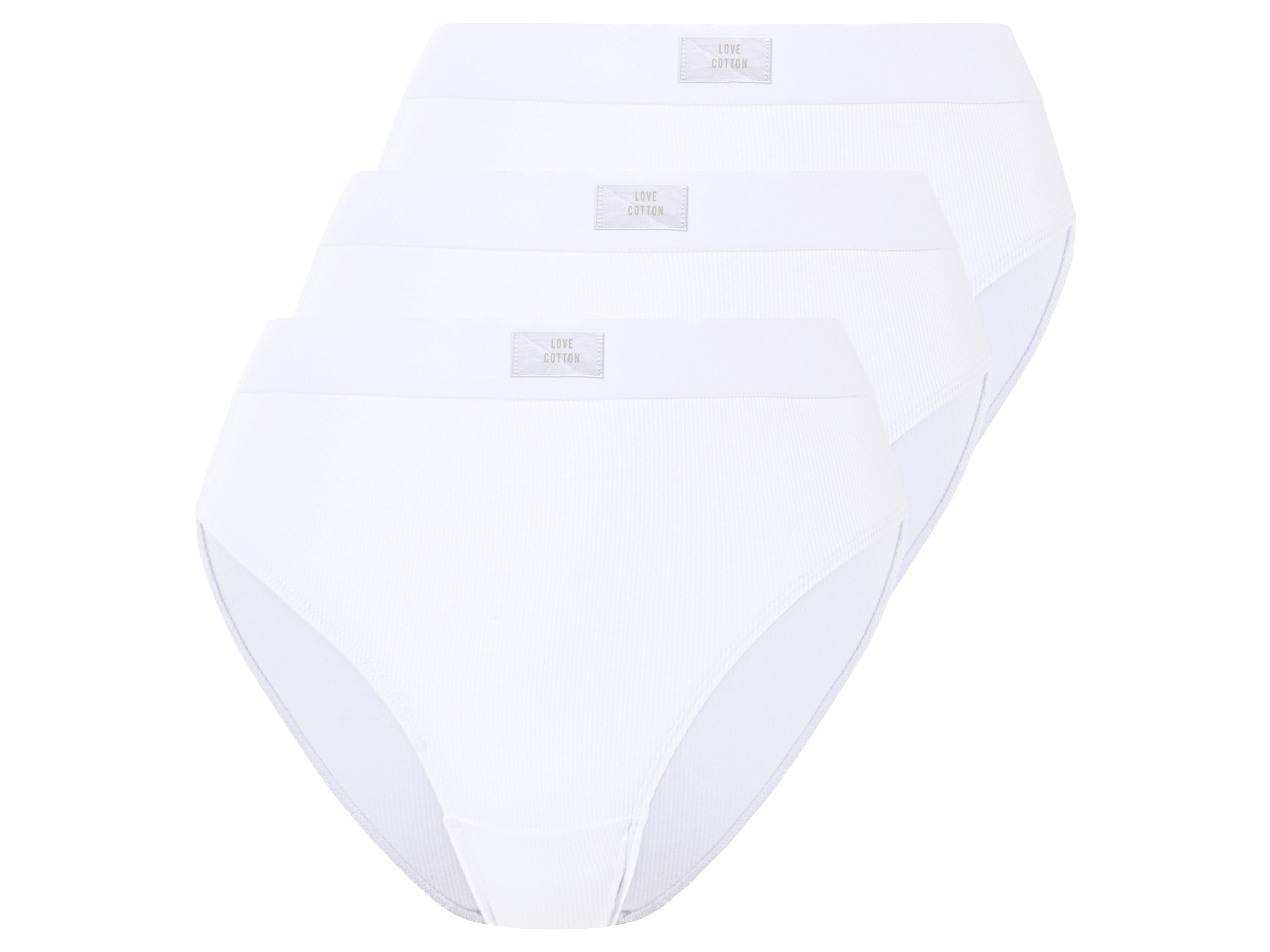 esmara Majtki figi prążkowane damskie, 3 pary Biały, XS 32/34