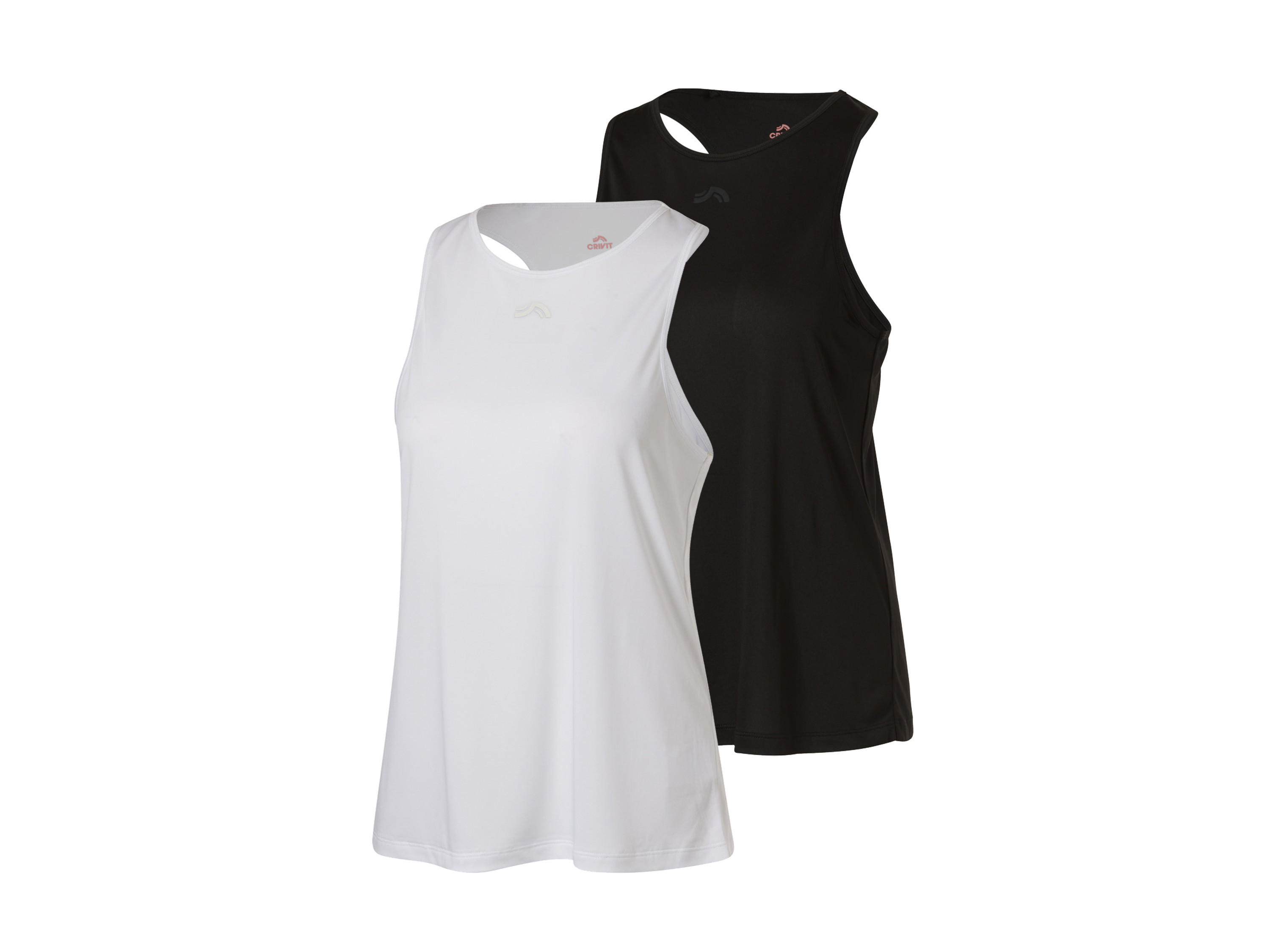 Crivit Topy funkcyjne damskie, 2 sztuki Czarny / biały, S36/38